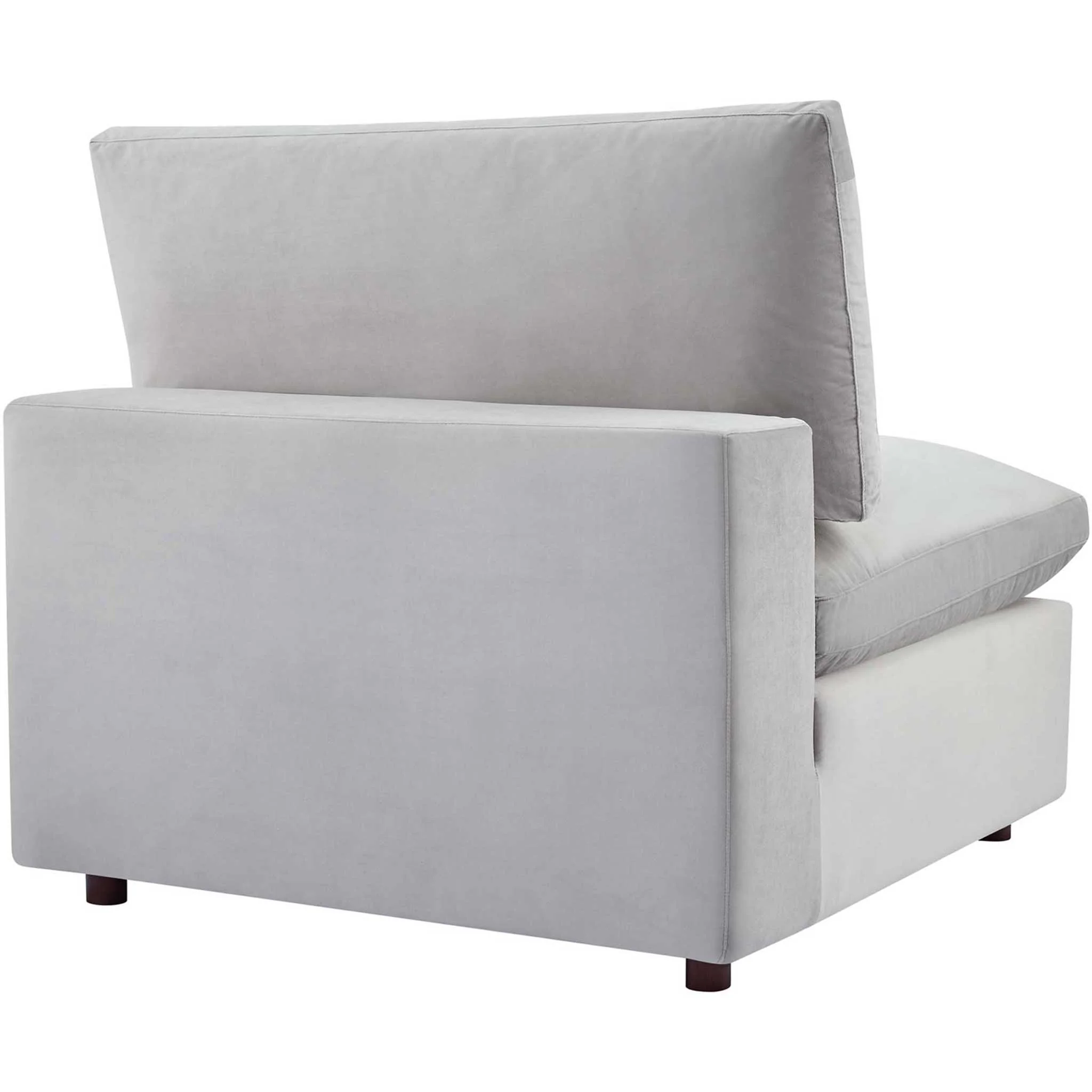 Carmen 4 Piece Modular Velvet Sofa with Ottoman Light Gray - Image 6