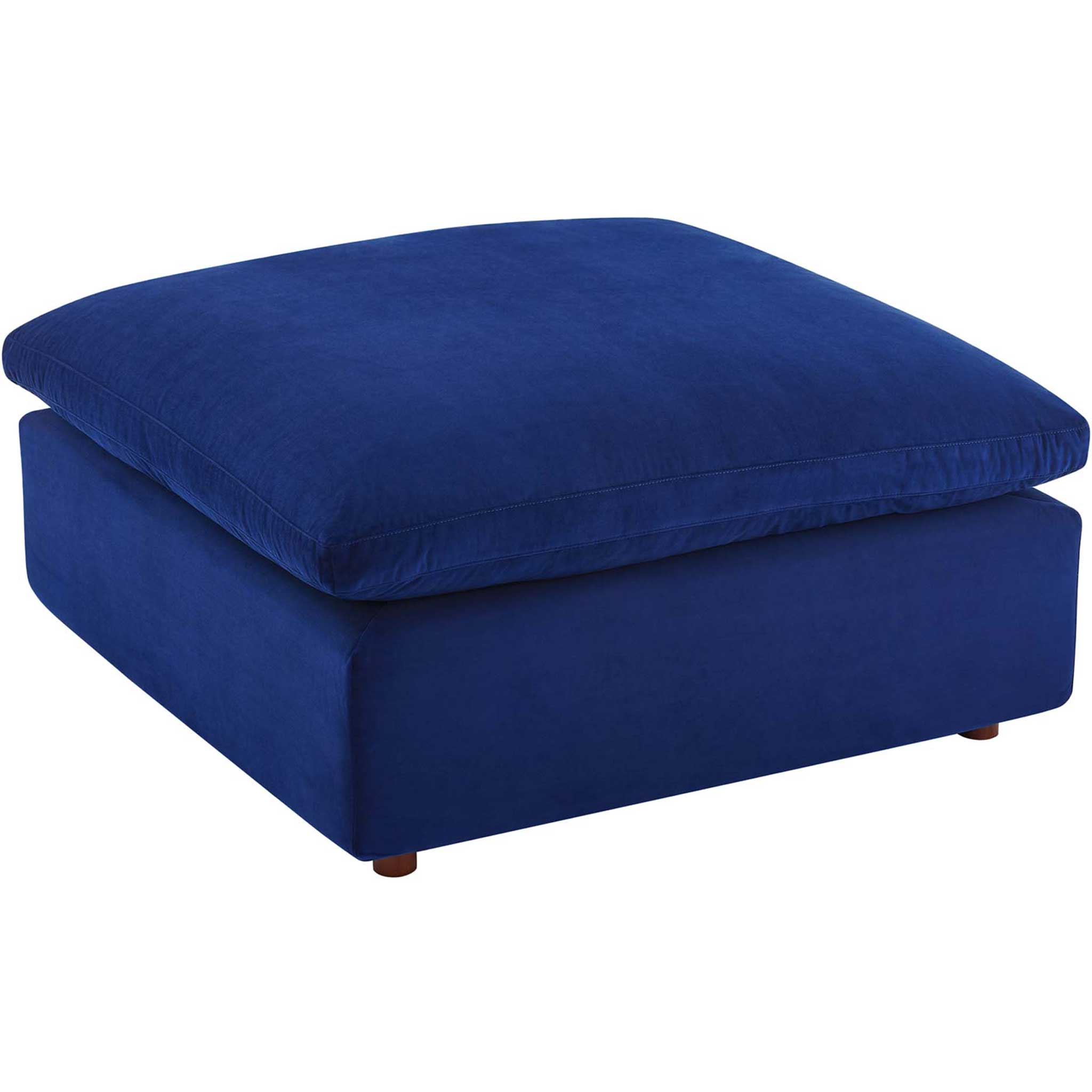 Carmen 4 Piece Modular Velvet Sofa with Ottoman Navy - Image 7