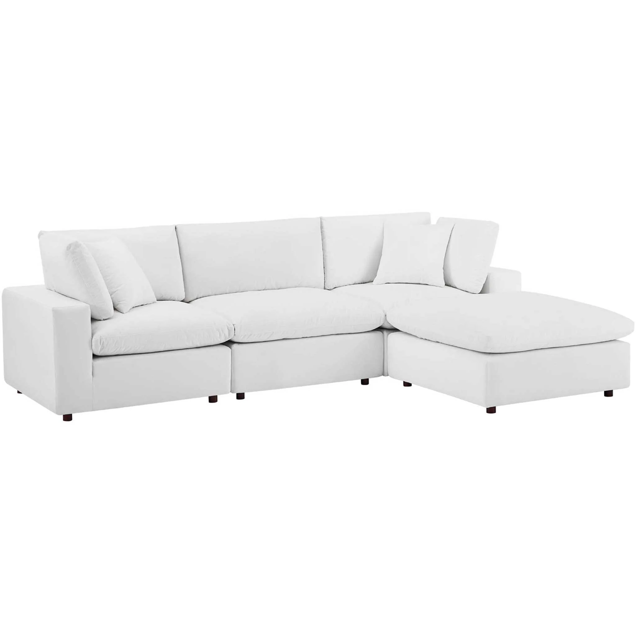 Carmen 4 Piece Modular Velvet Sofa with Ottoman White - Image 2