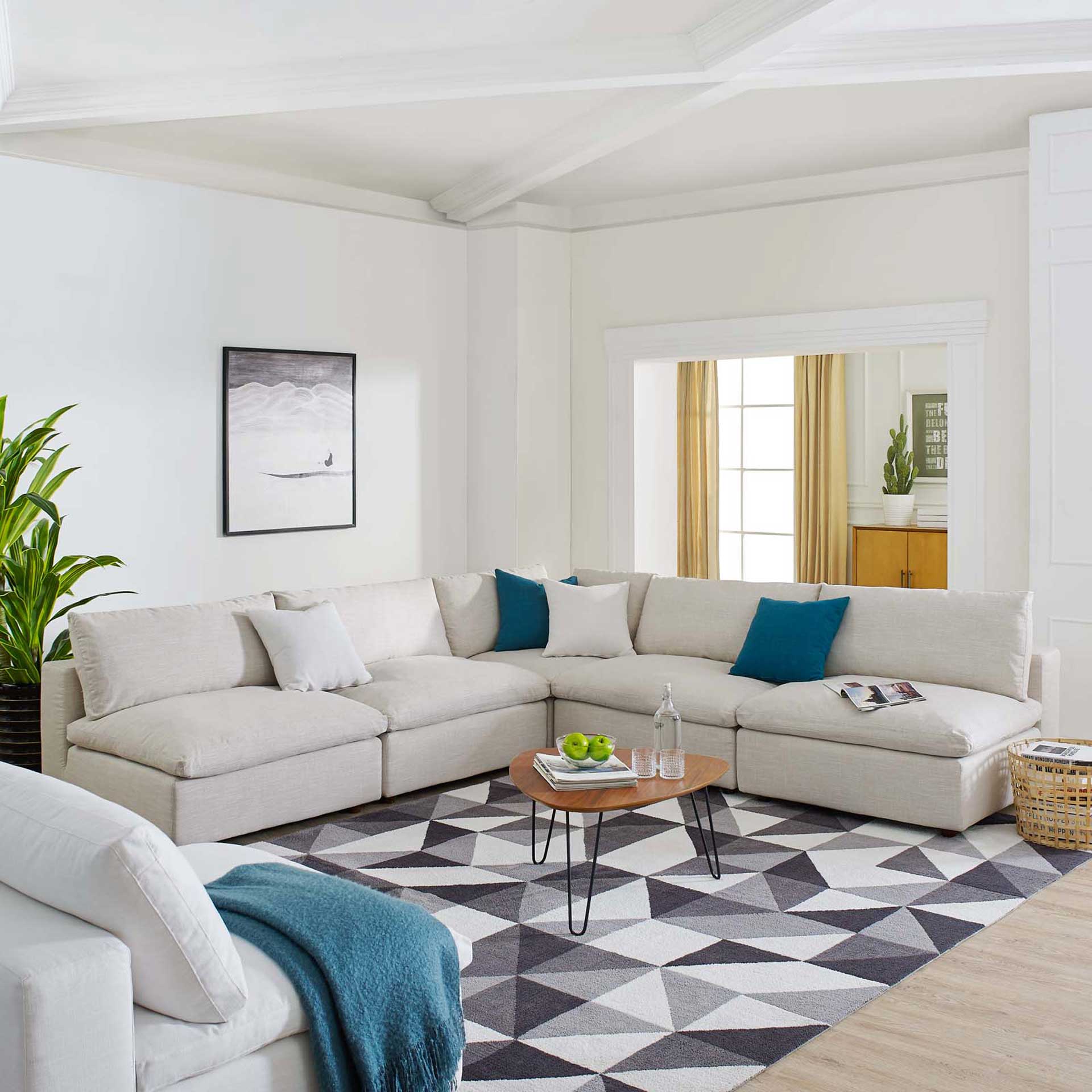 Carmen 5 Piece Armless Modular Sofa Beige - Image 7