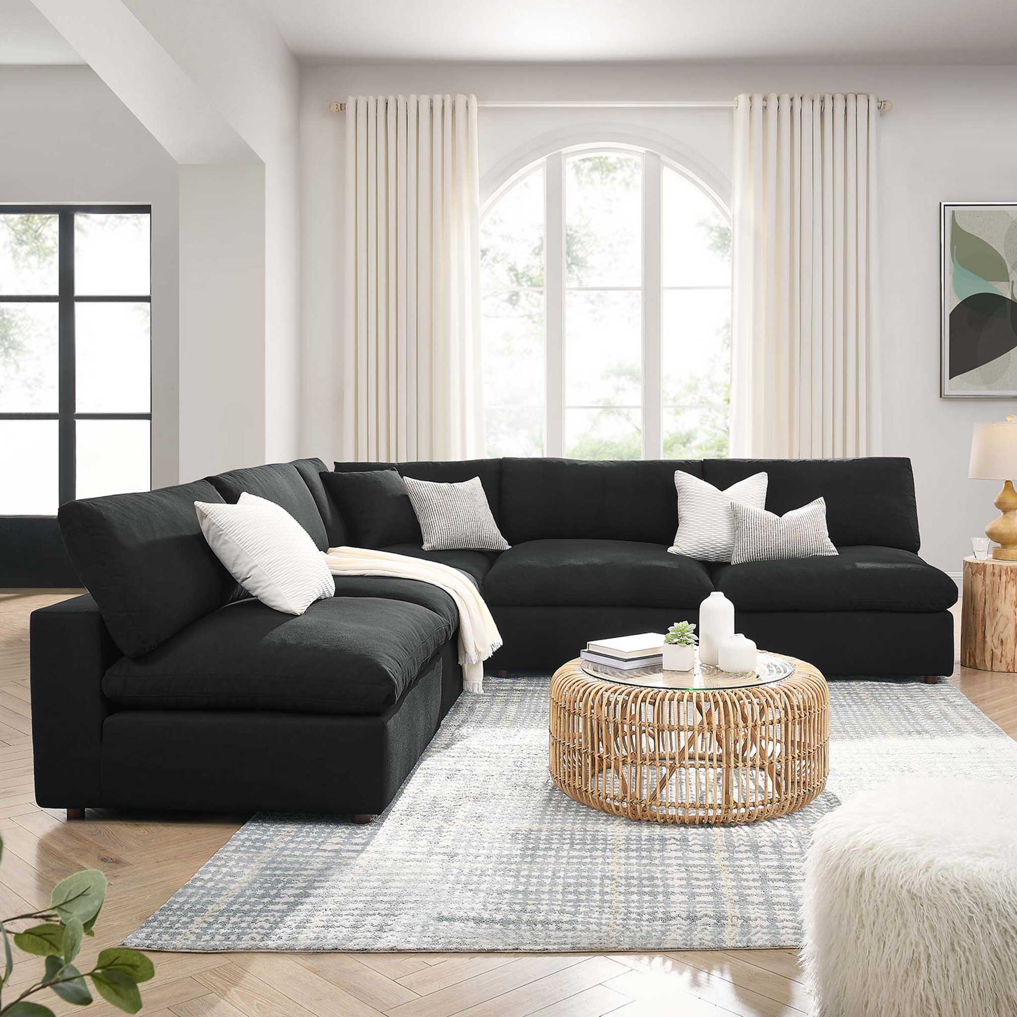 Carmen 5 Piece Armless Modular Sofa Black - Image 9