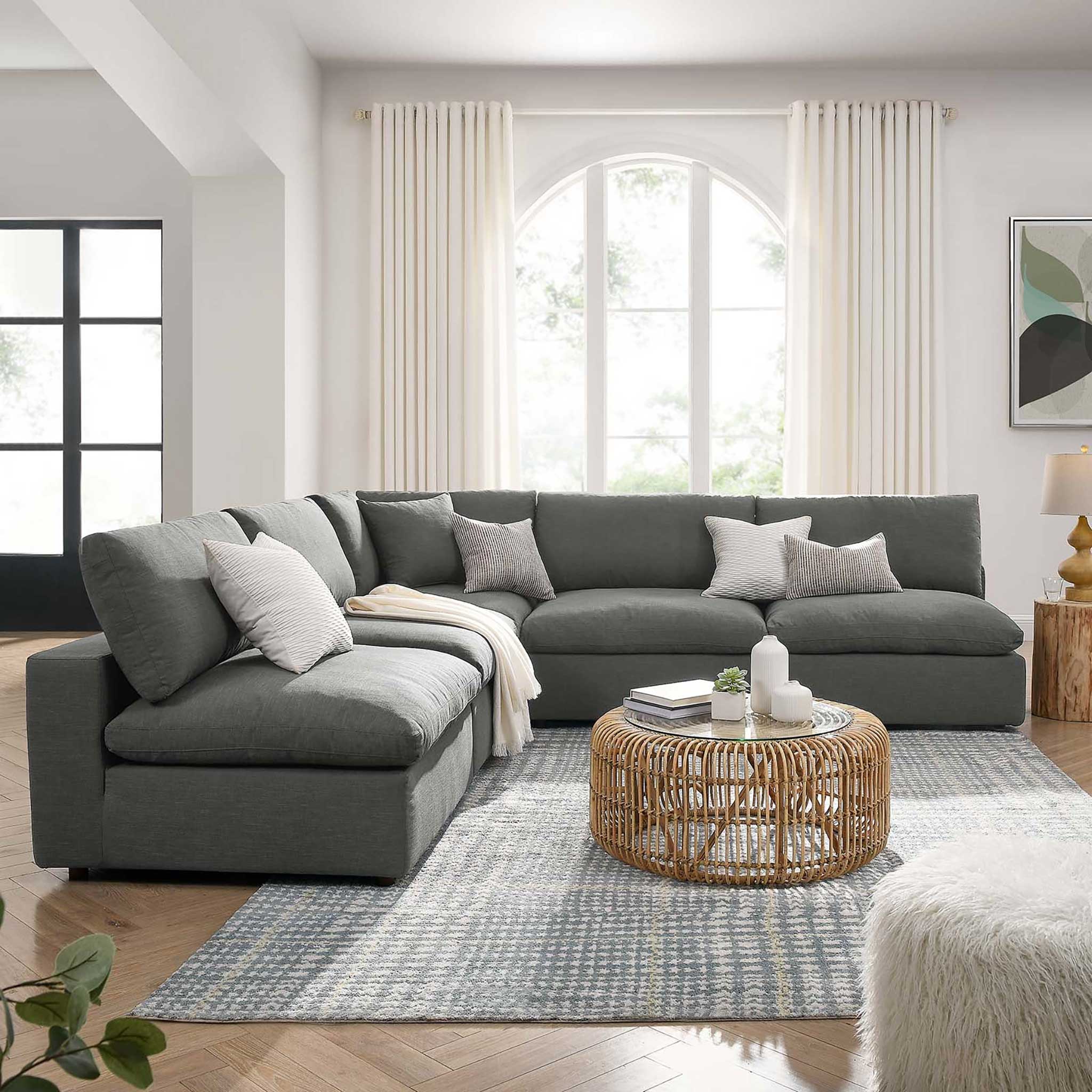 Carmen 5 Piece Armless Modular Sofa Gray - Image 9