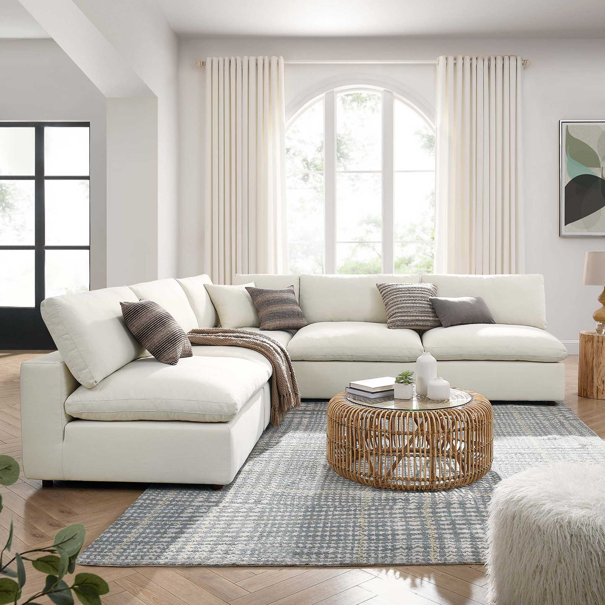 Carmen 5 Piece Armless Modular Sofa Light Beige - Image 9