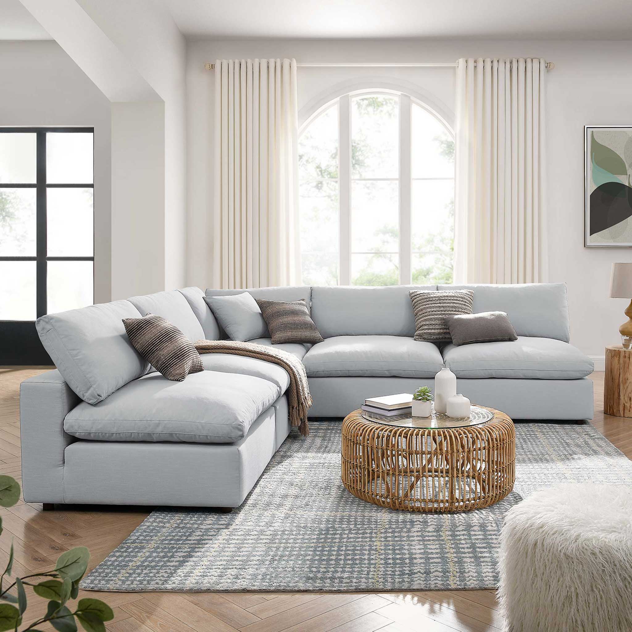 Carmen 5 Piece Armless Modular Sofa Light Gray - Image 9