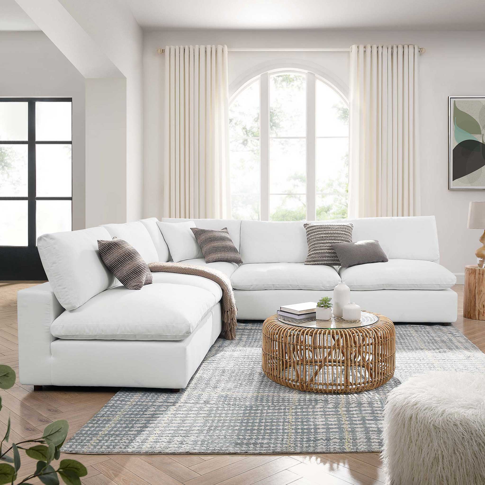 Carmen 5 Piece Armless Modular Sofa Pure White - Image 9