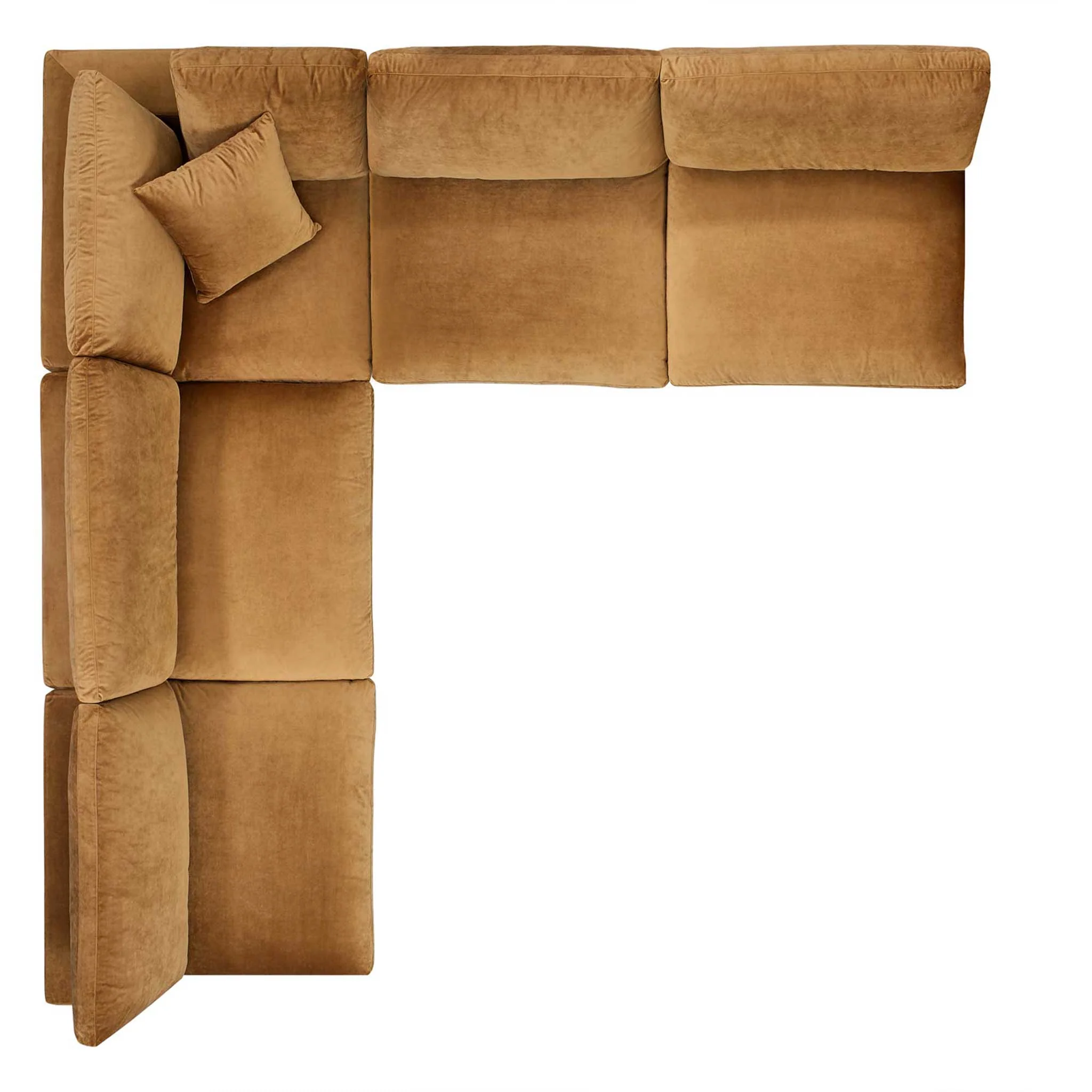 Carmen 5 Piece Armless Modular Velvet Sofa Cognac - Image 2