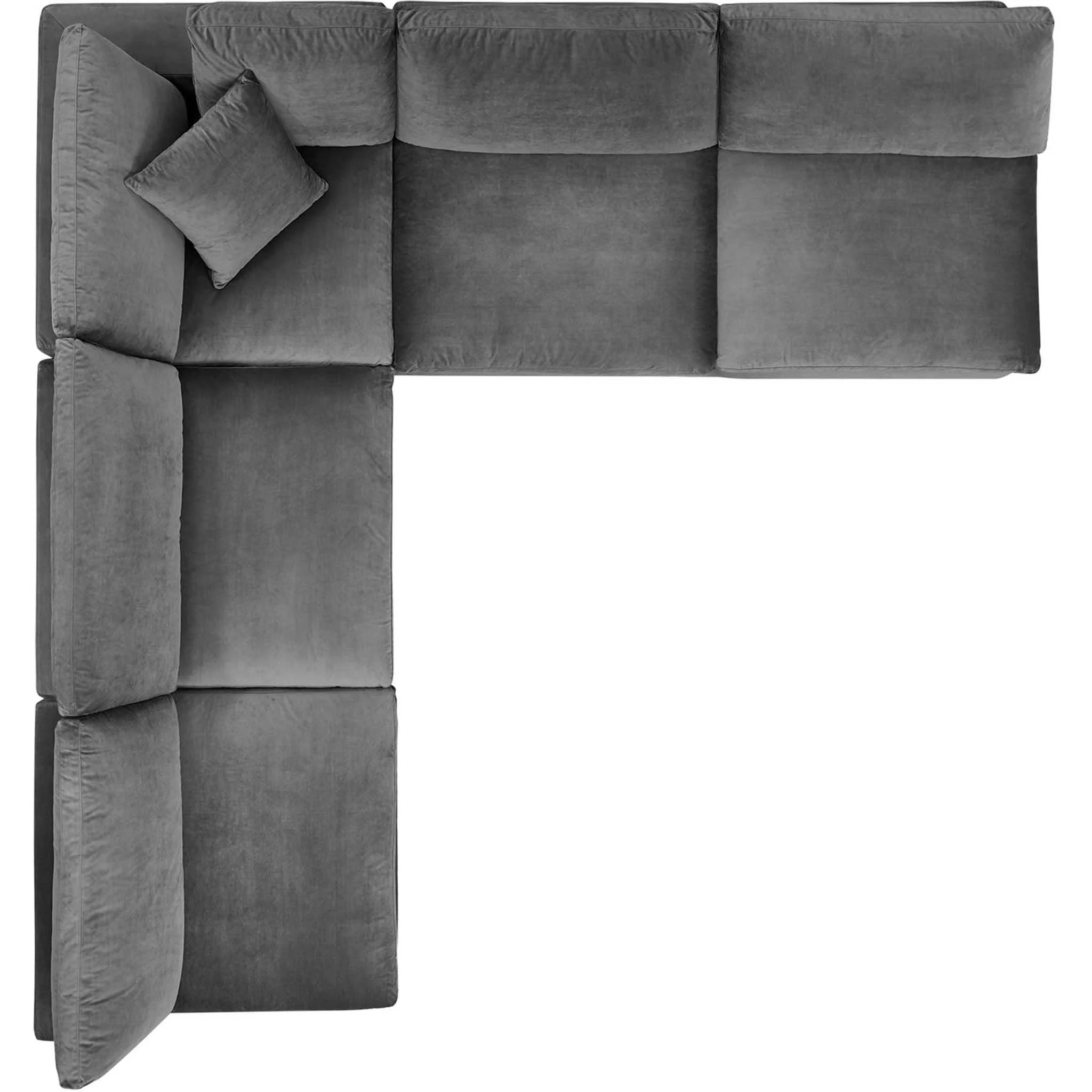 Carmen 5 Piece Armless Modular Velvet Sofa Gray - Image 2
