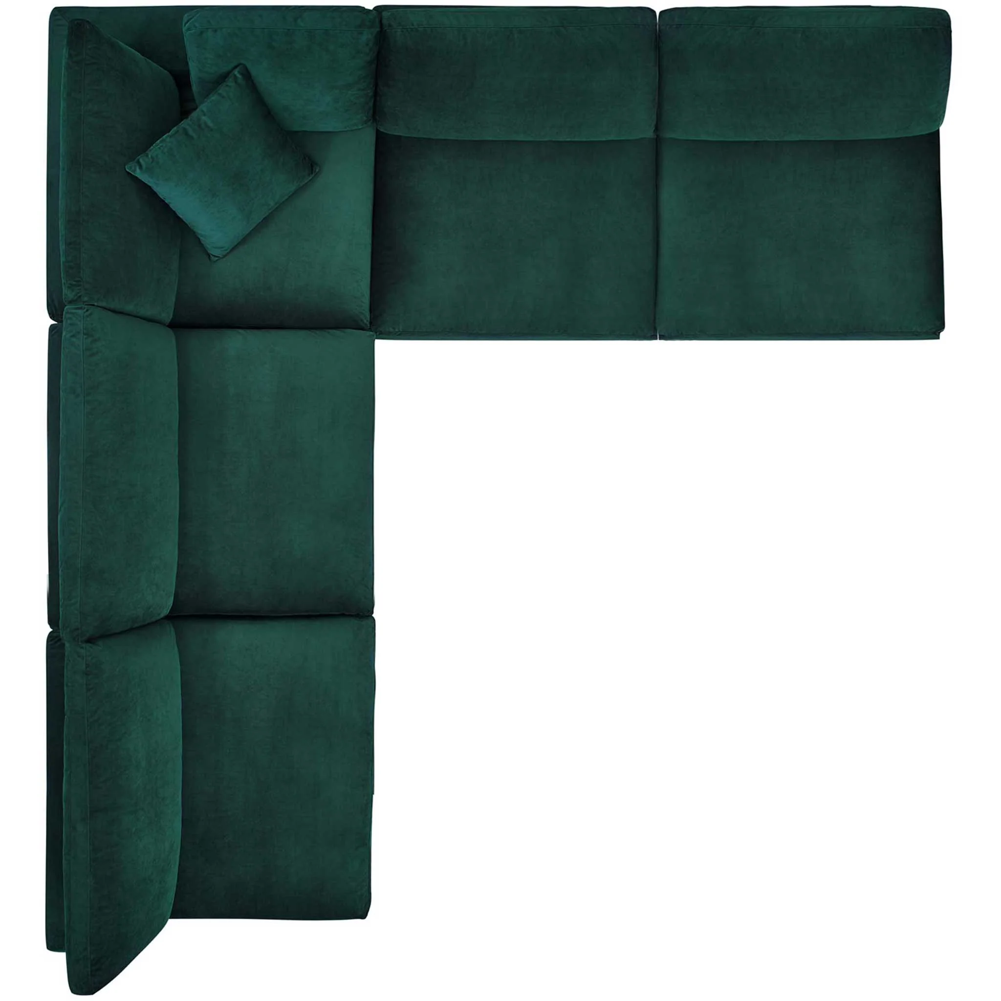 Carmen 5 Piece Armless Modular Velvet Sofa Green - Image 2