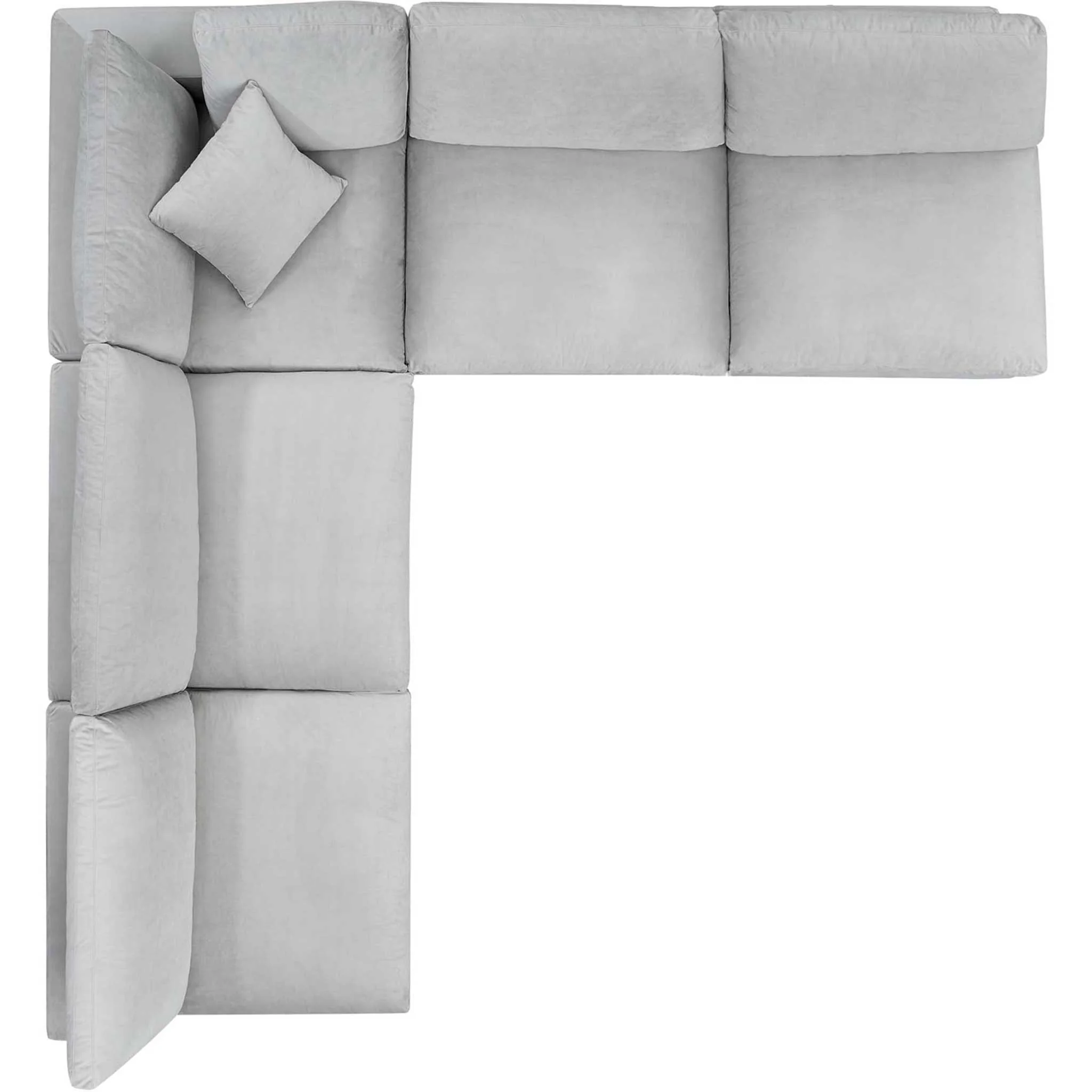 Carmen 5 Piece Armless Modular Velvet Sofa Light Gray - Image 2