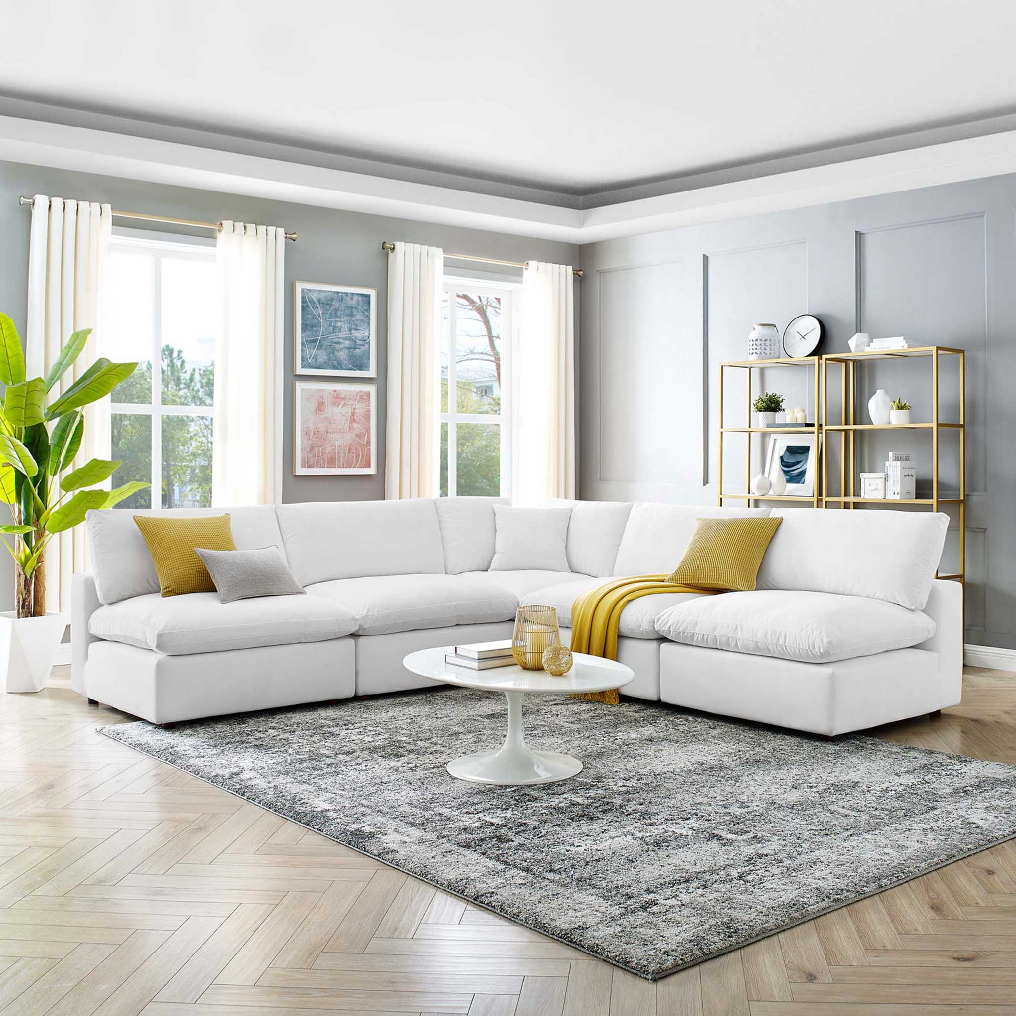 Carmen 5 Piece Armless Modular Velvet Sofa White - Image 8