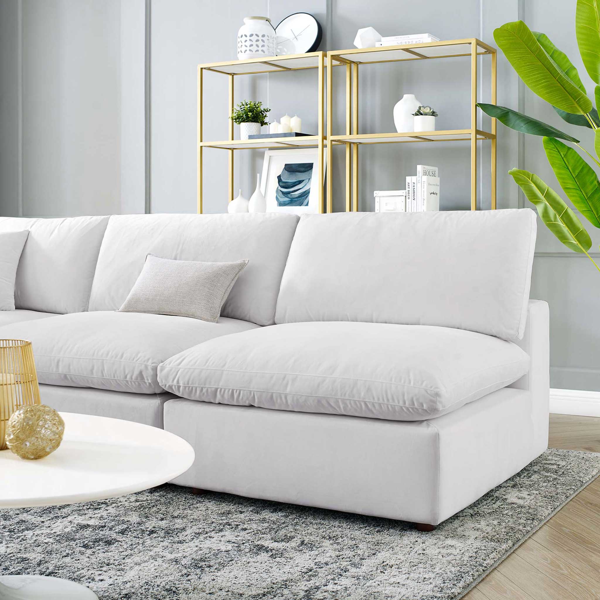 Carmen 5 Piece Armless Modular Velvet Sofa White - Image 9
