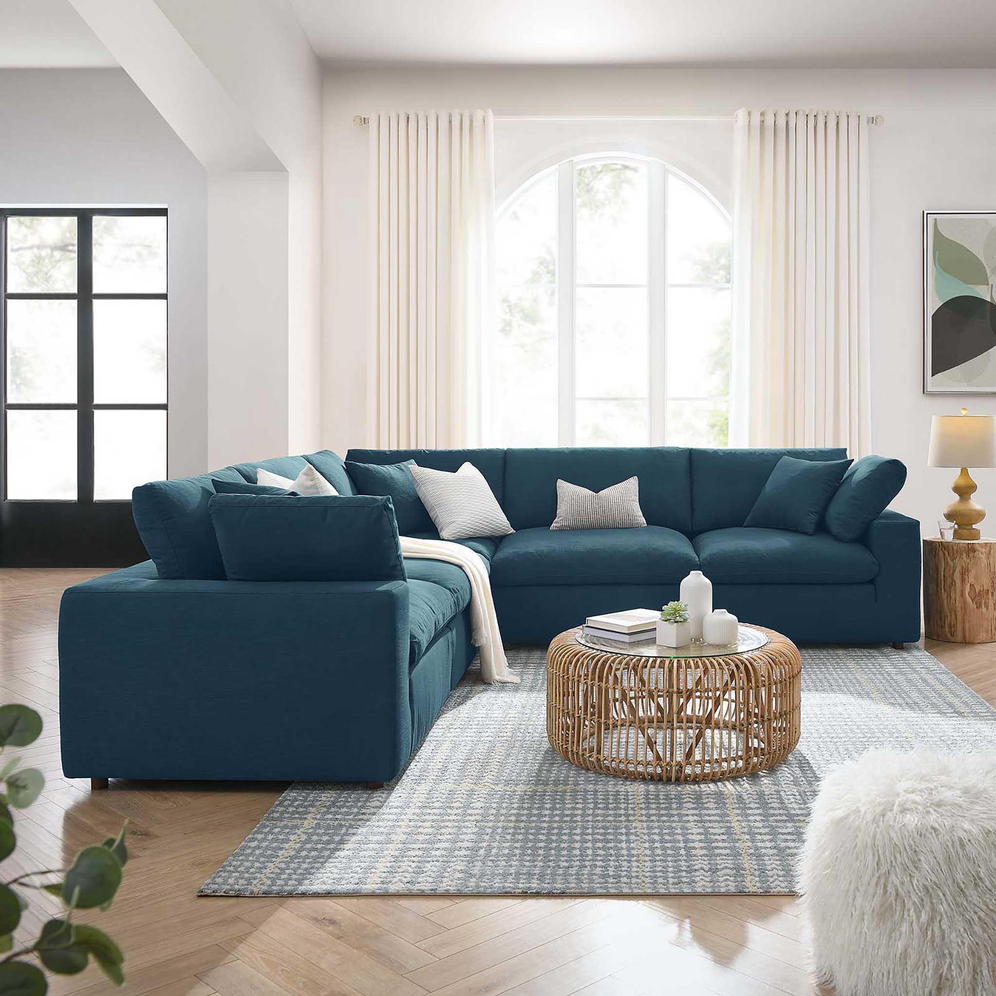 Carmen 5 Piece Modular Sectional Sofa Azure - Image 9