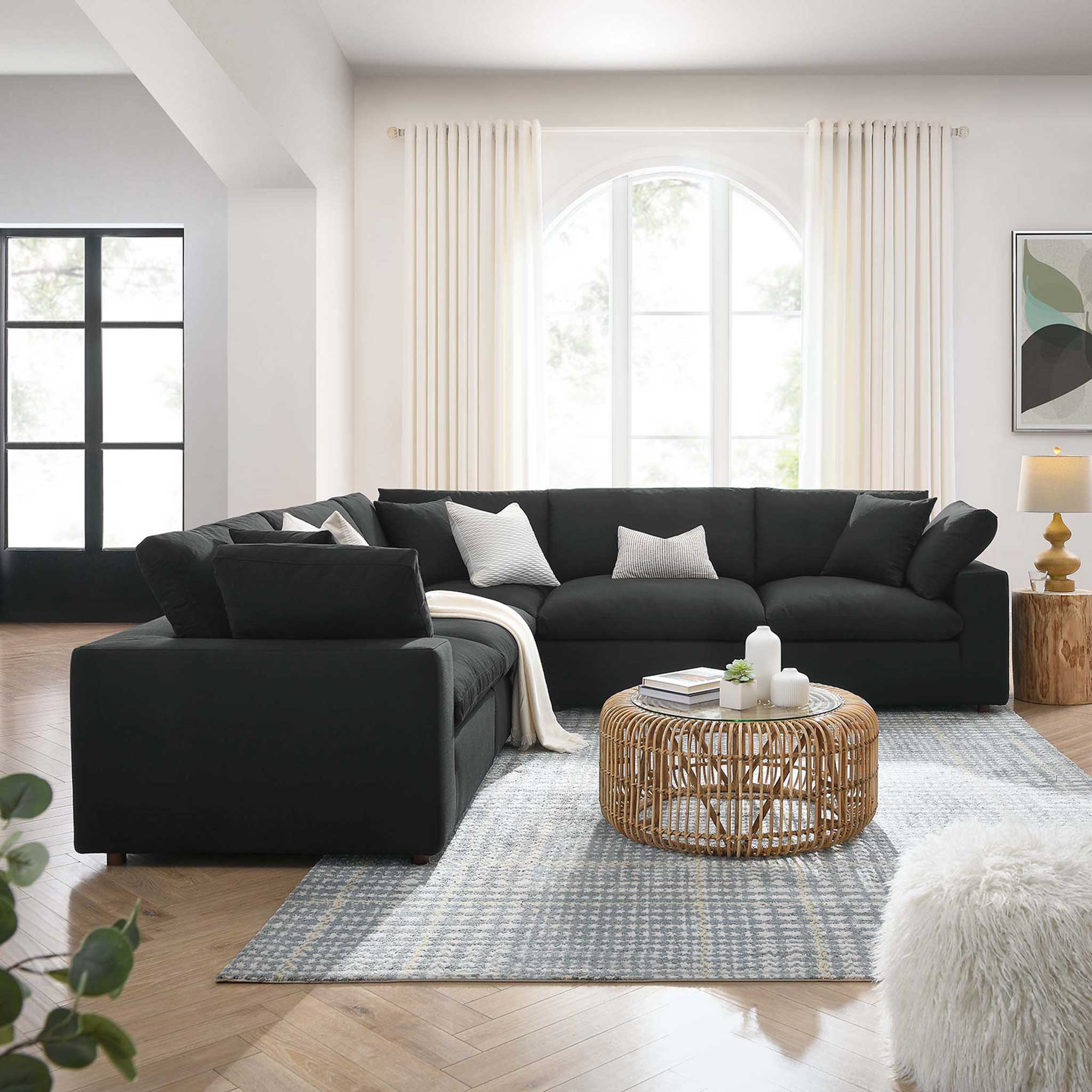 Carmen 5 Piece Modular Sectional Sofa Black - Image 9
