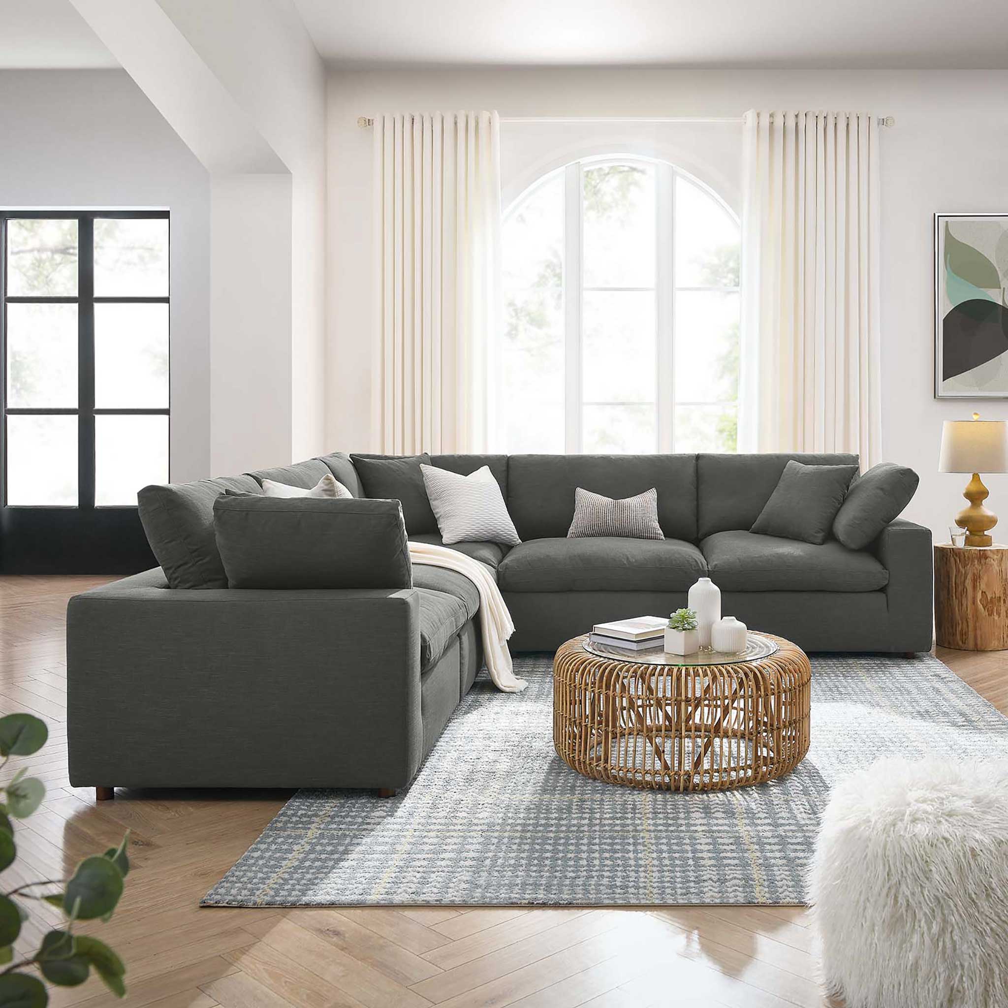 Carmen 5 Piece Modular Sectional Sofa Gray - Image 9