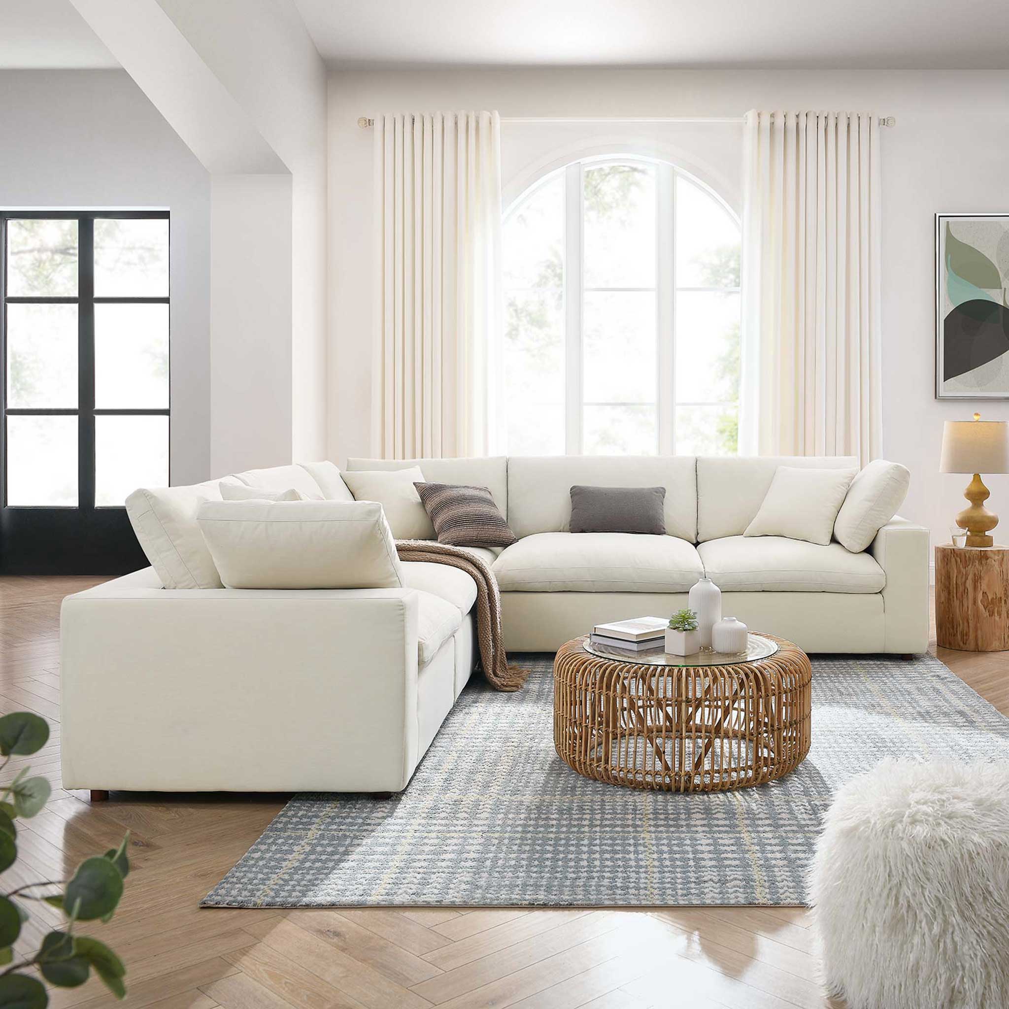 Carmen 5 Piece Modular Sectional Sofa Light Beige - Image 9