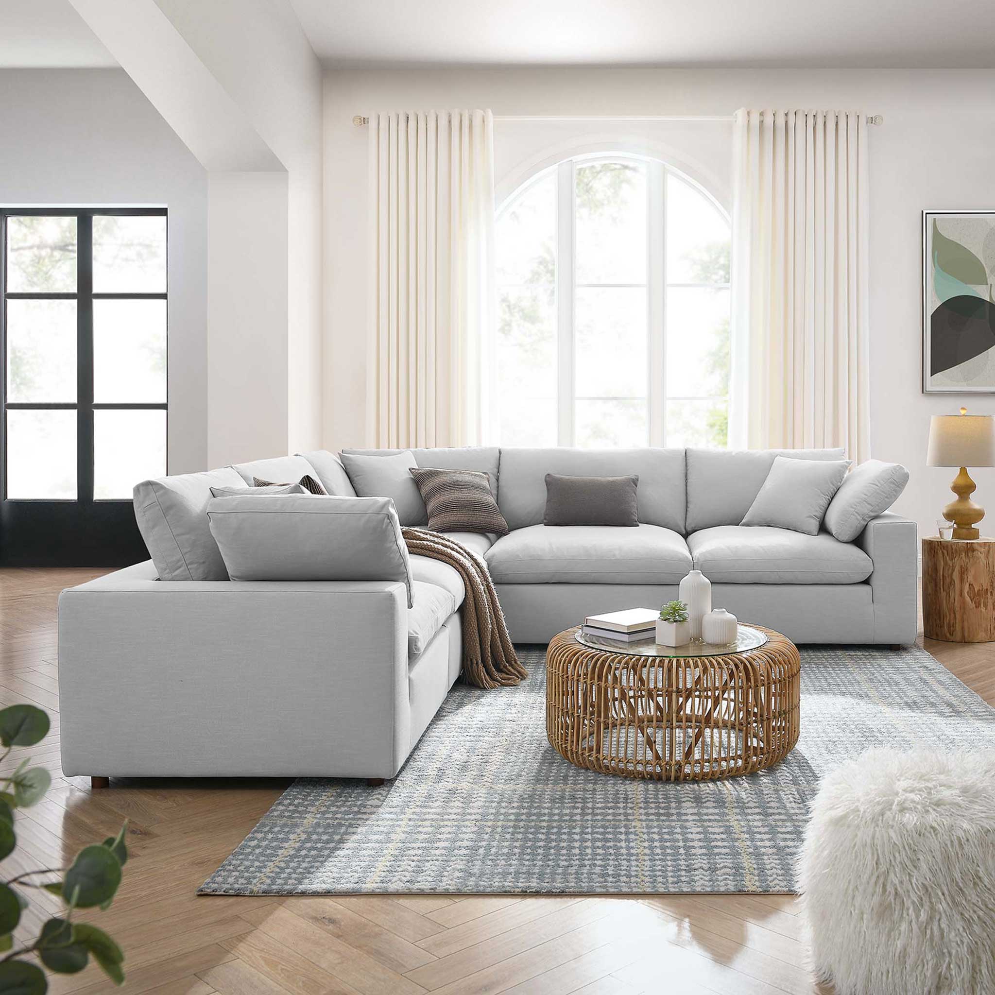 Carmen 5 Piece Modular Sectional Sofa Light Gray - Image 9