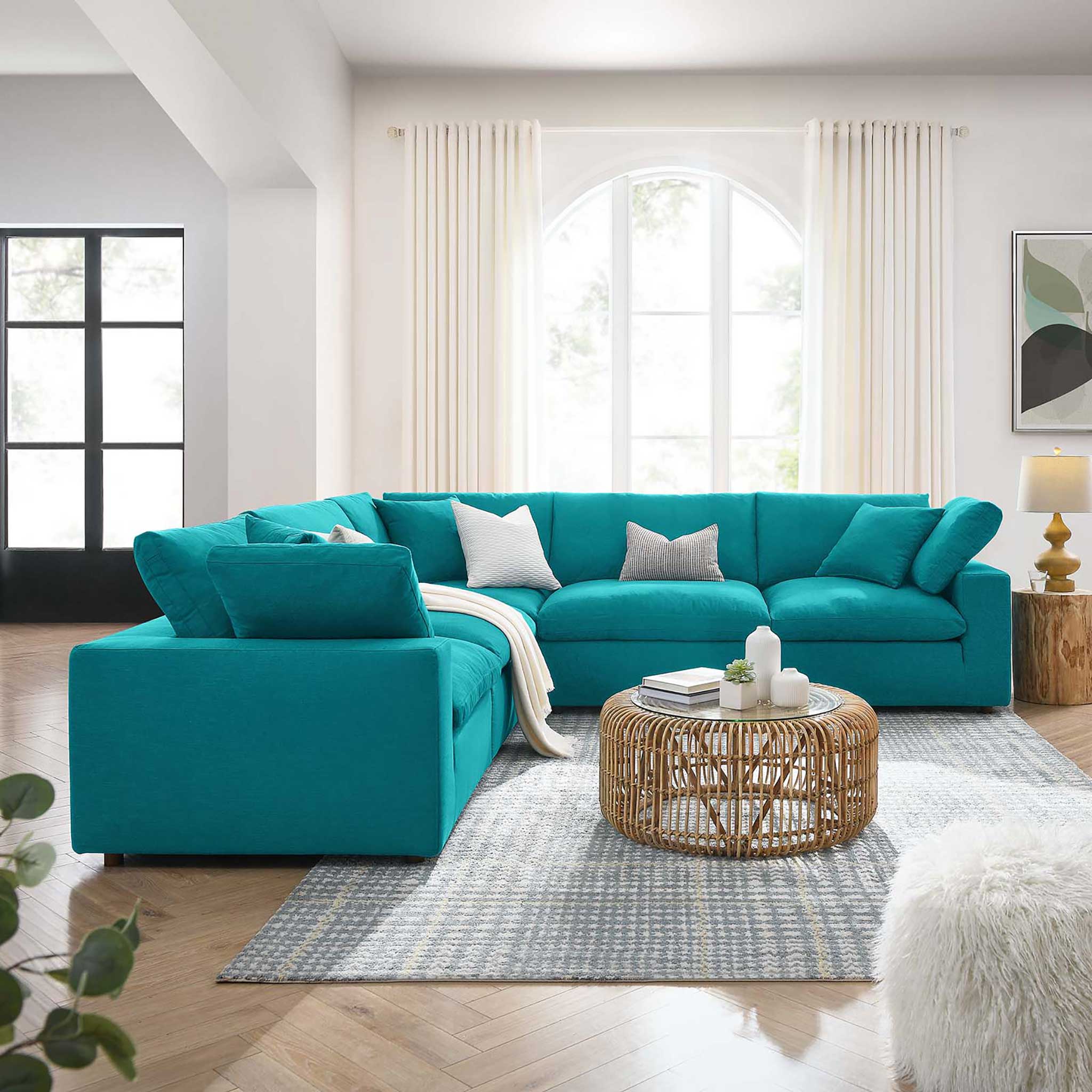 Carmen 5 Piece Modular Sectional Sofa Teal - Image 9