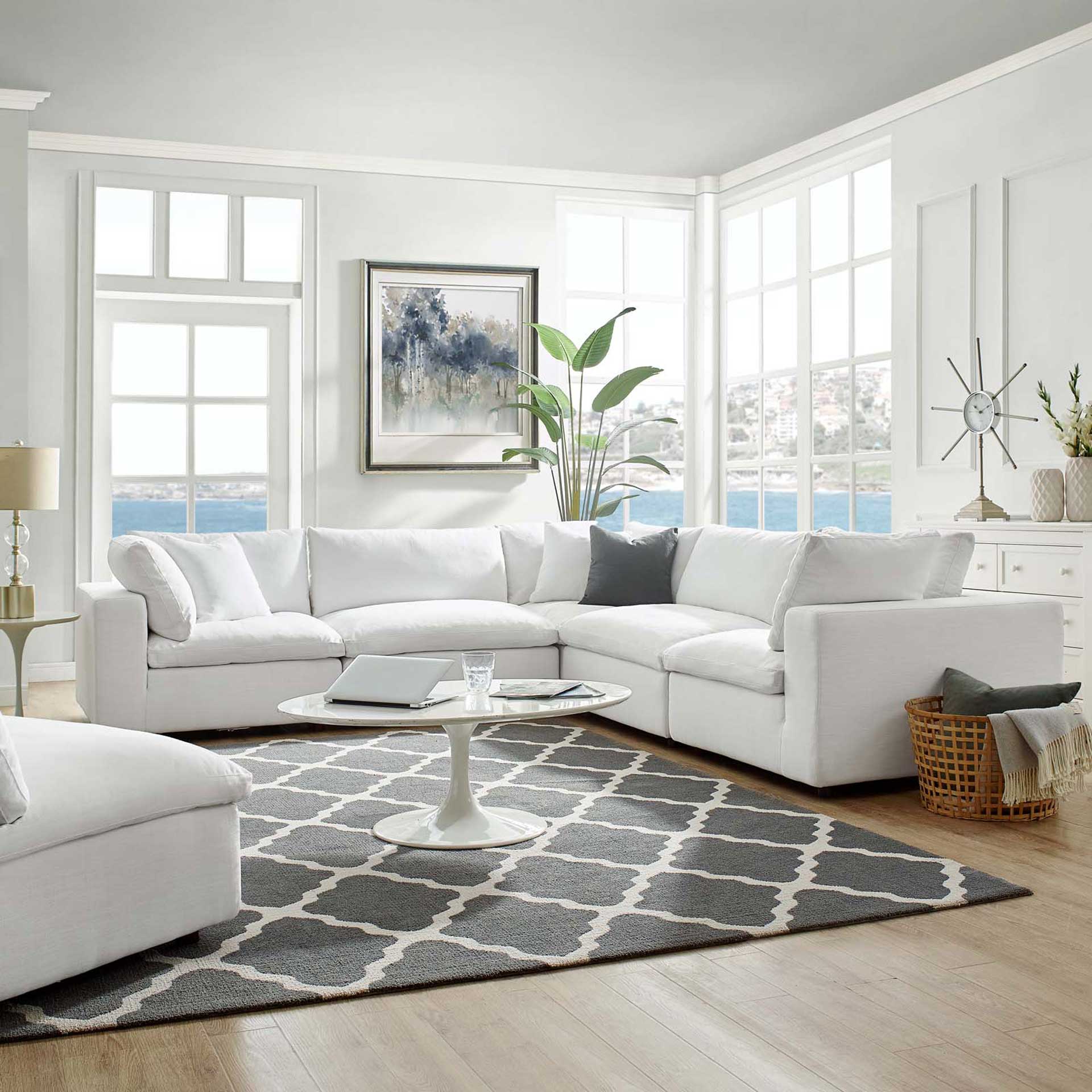 Carmen 5 Piece Modular Sectional Sofa White - Image 6
