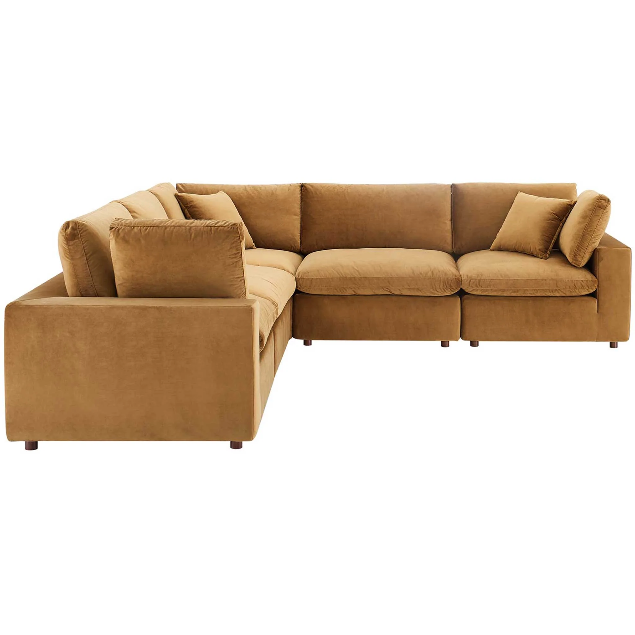 Carmen 5 Piece Modular Sectional Velvet Sofa Cognac - Image 2