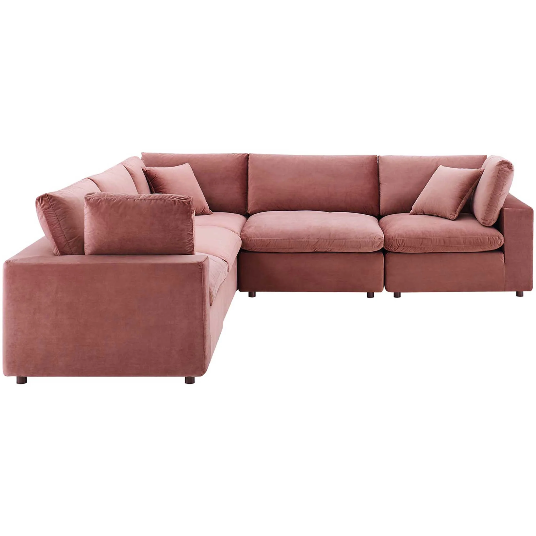 Carmen 5 Piece Modular Sectional Velvet Sofa Dusty Rose - Image 2
