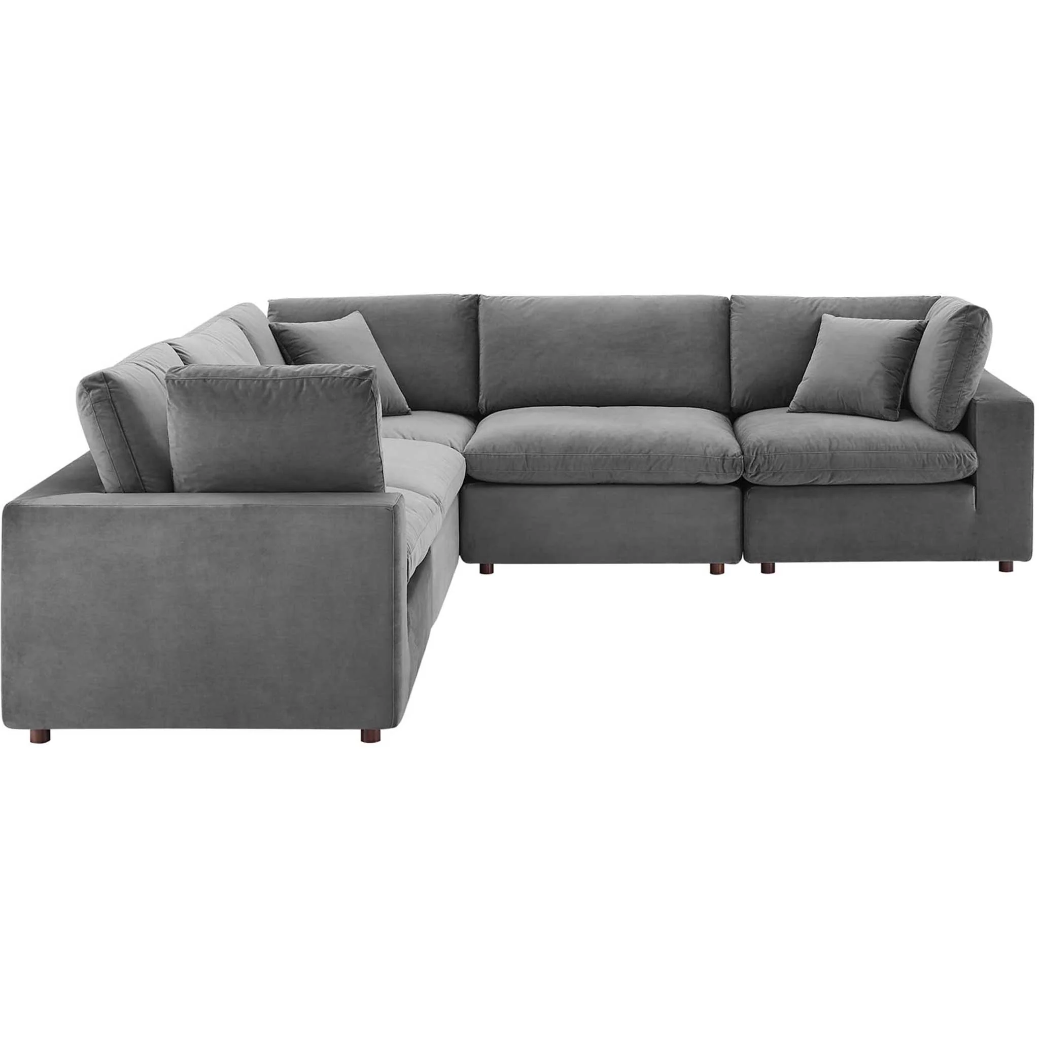 Carmen 5 Piece Modular Sectional Velvet Sofa Gray - Image 2
