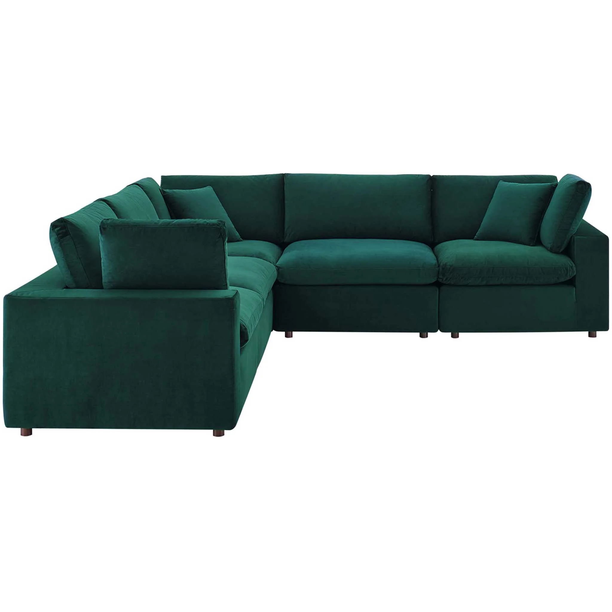 Carmen 5 Piece Modular Sectional Velvet Sofa Green - Image 2