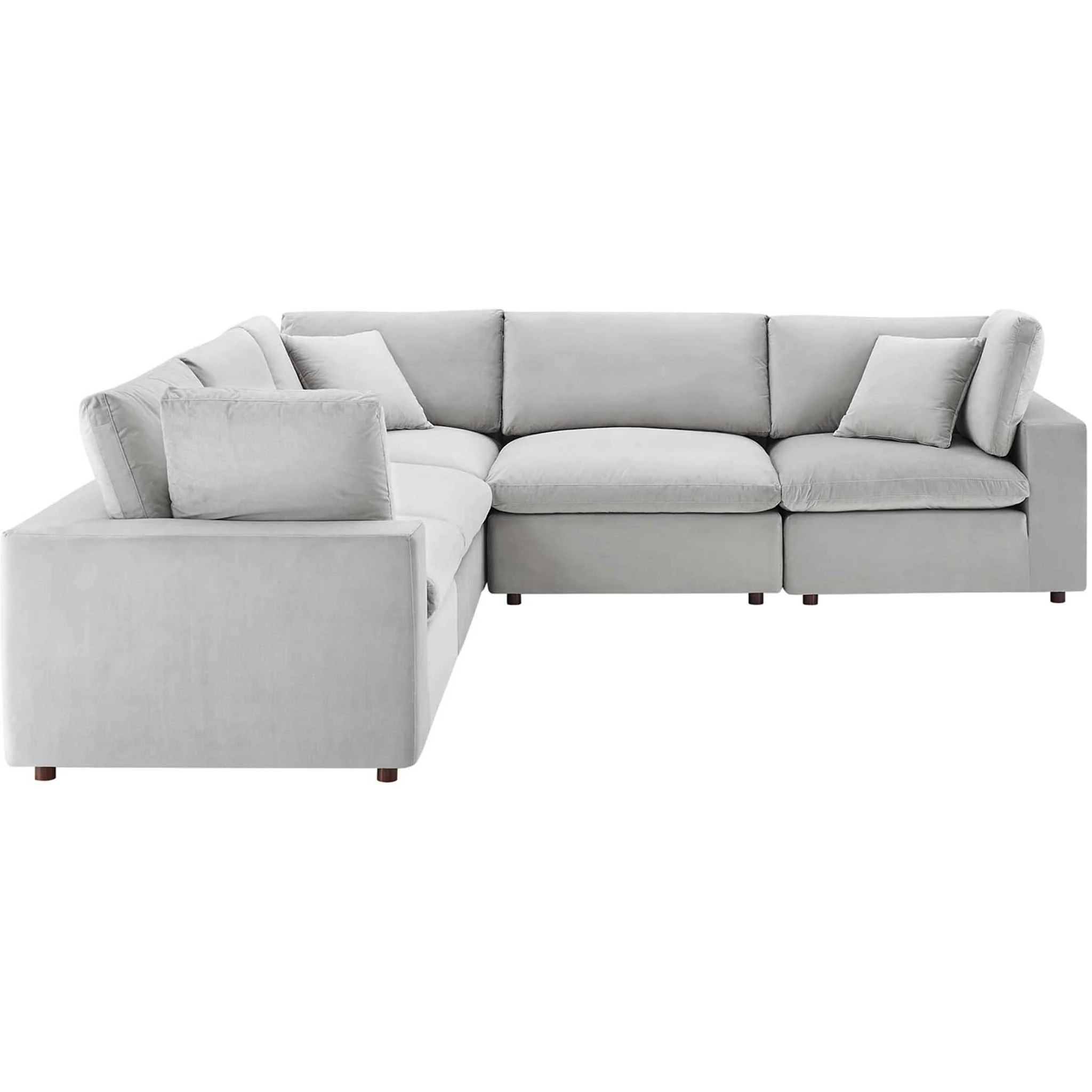 Carmen 5 Piece Modular Sectional Velvet Sofa Light Gray - Image 2