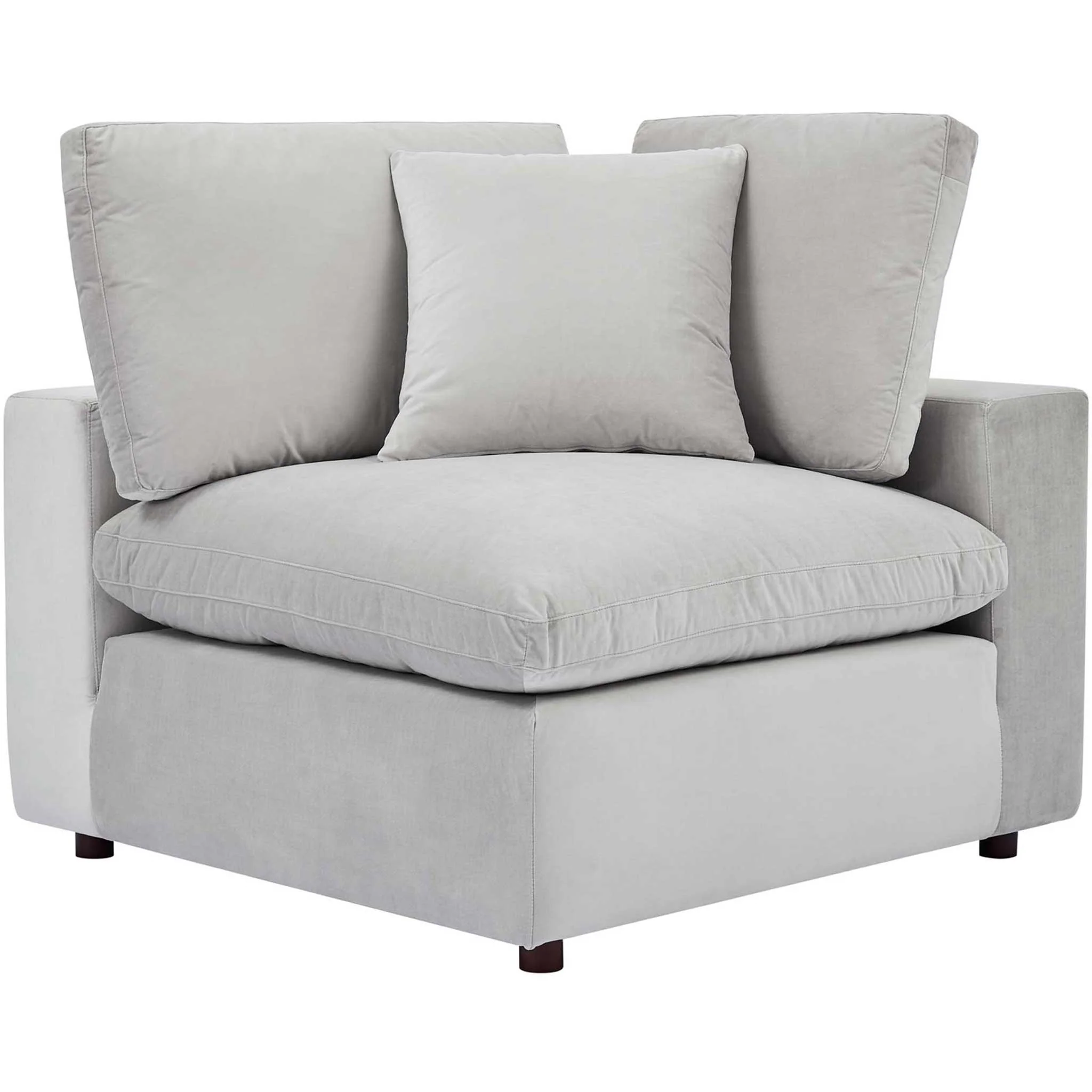 Carmen 5 Piece Modular Sectional Velvet Sofa Light Gray - Image 3