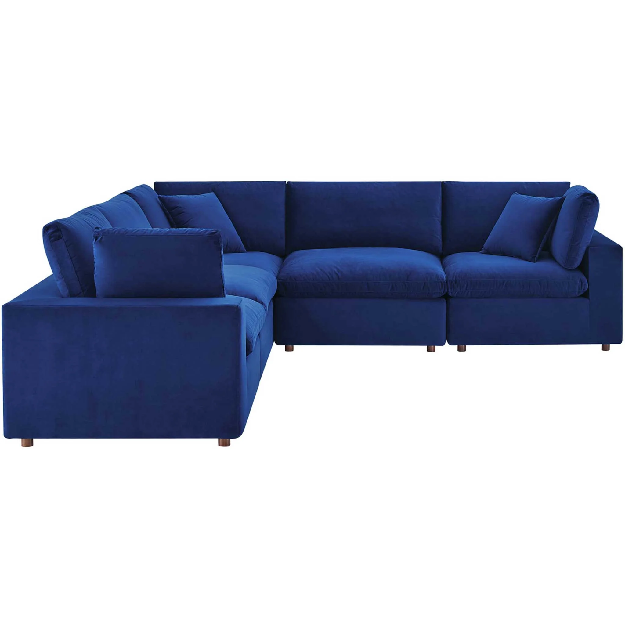 Carmen 5 Piece Modular Sectional Velvet Sofa Navy - Image 2