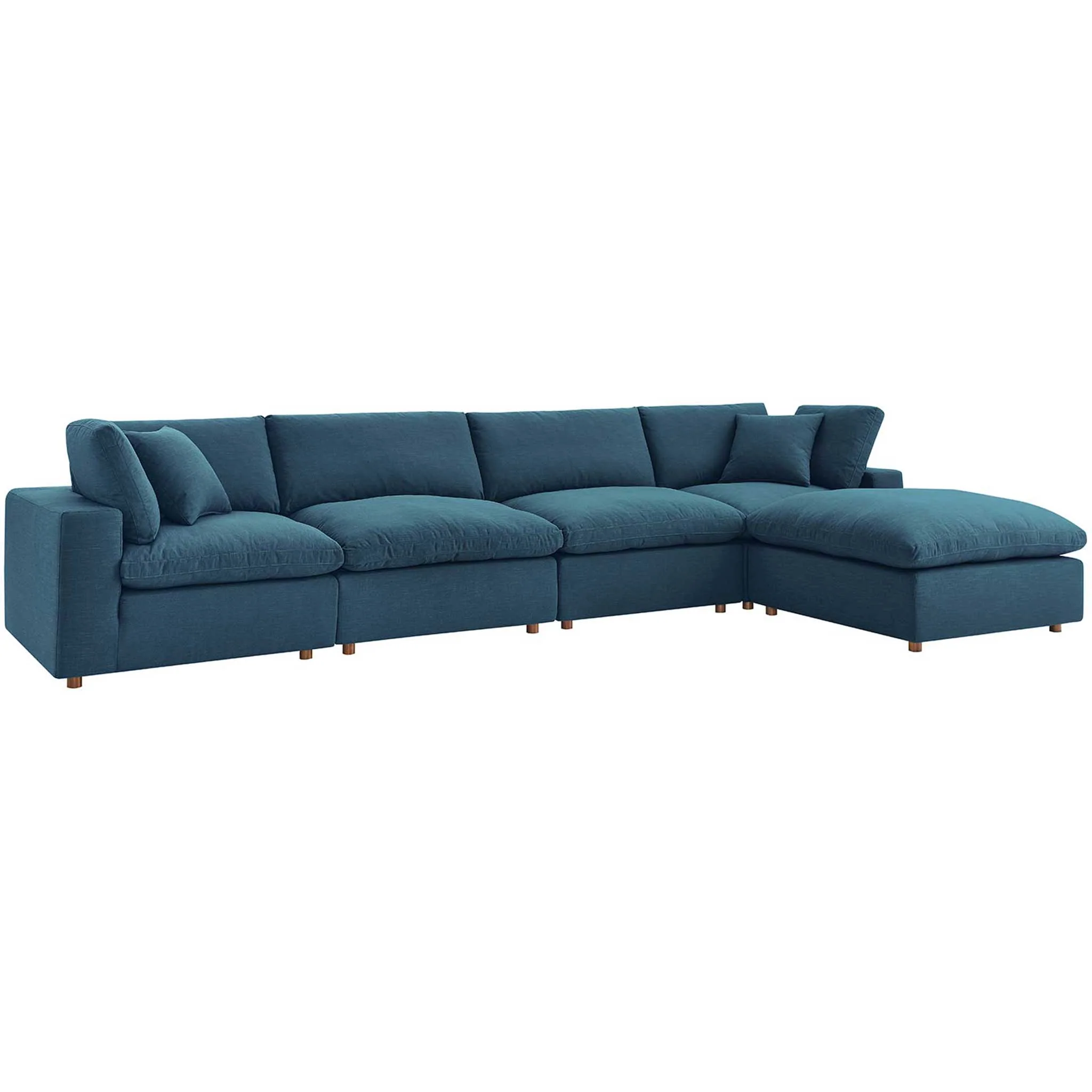 Carmen 5 Piece Modular Sofa with Ottoman Azure - Image 2