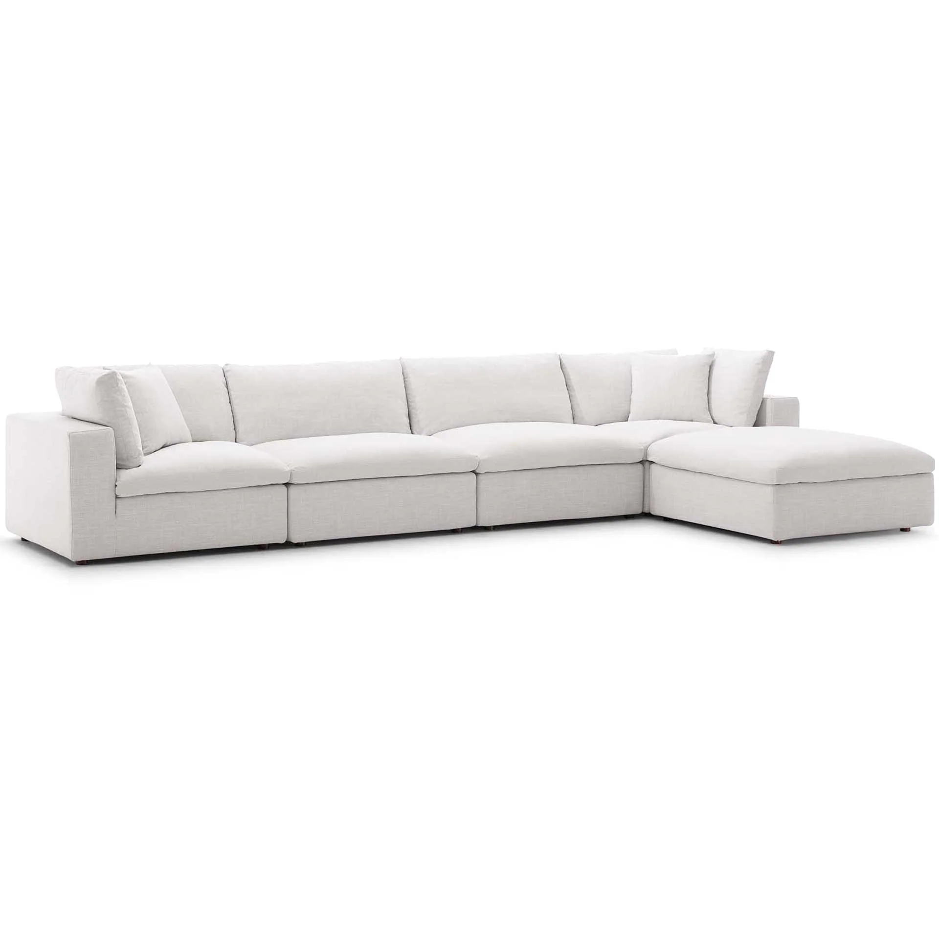 Carmen 5 Piece Modular Sofa with Ottoman Beige - Image 2