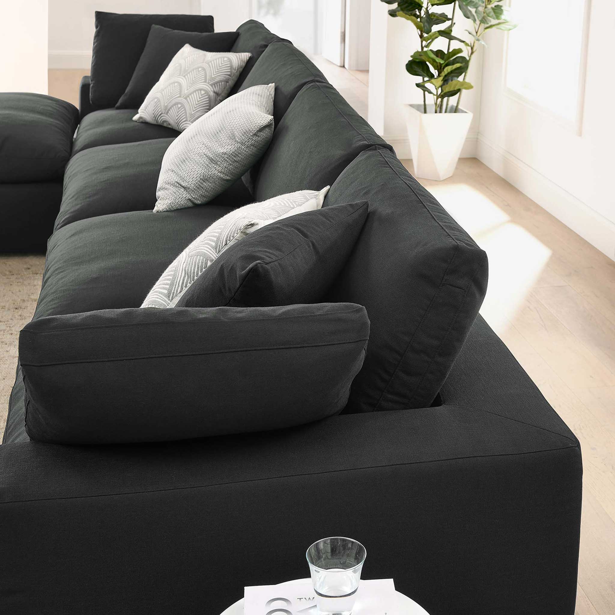 Carmen 5 Piece Modular Sofa with Ottoman Black - Image 11
