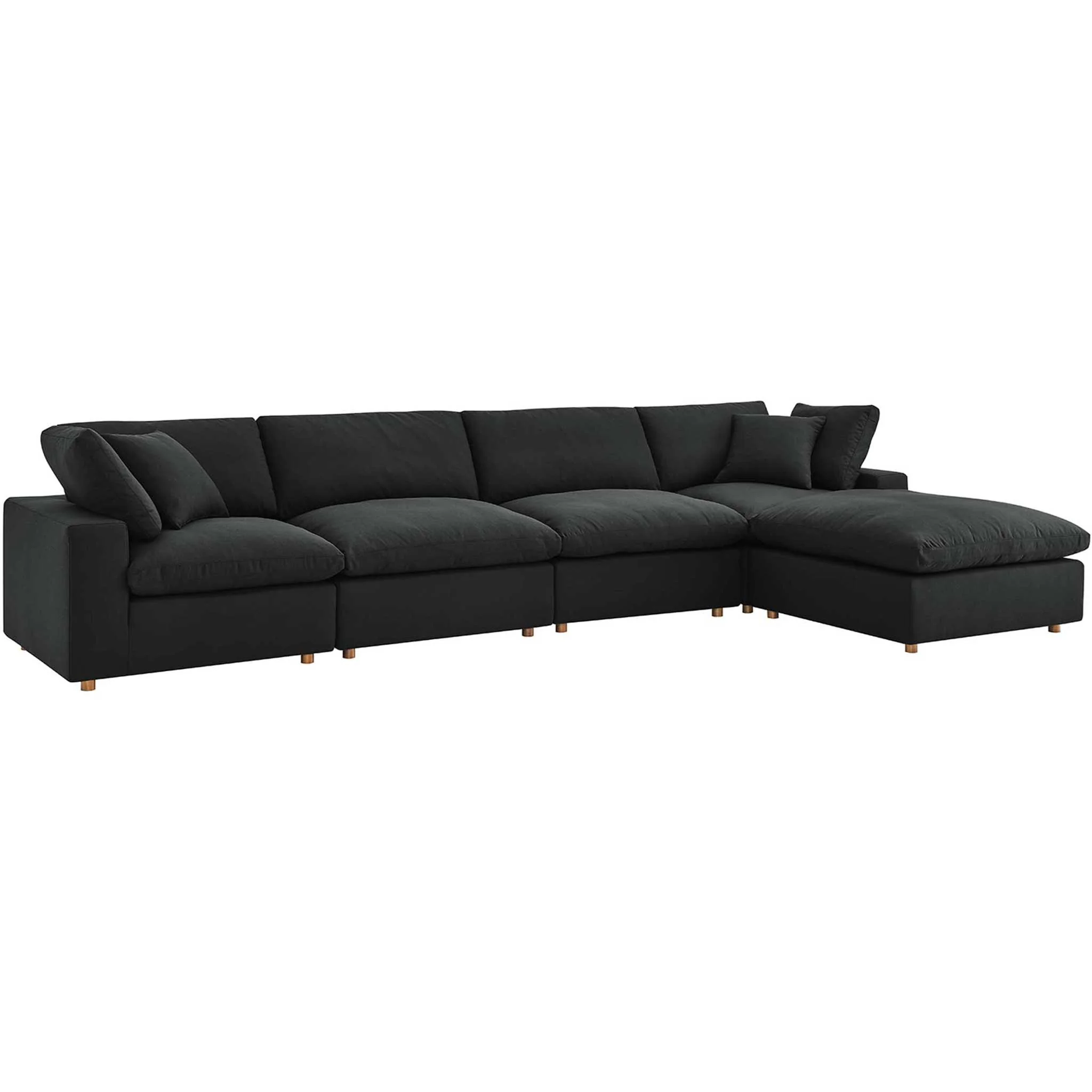 Carmen 5 Piece Modular Sofa with Ottoman Black - Image 3