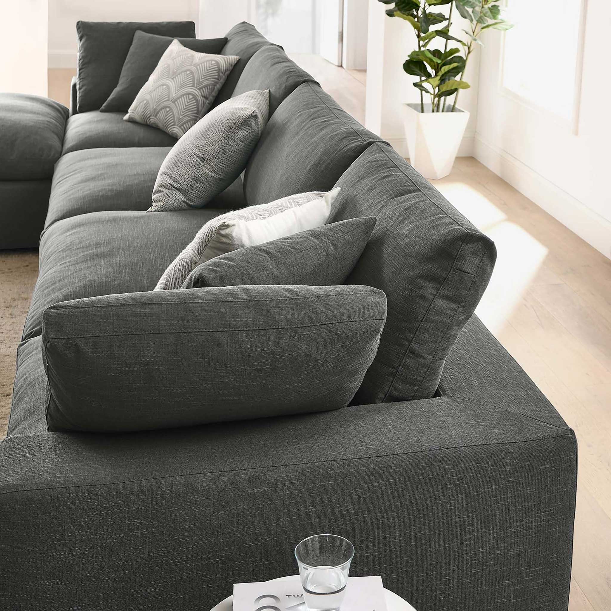 Carmen 5 Piece Modular Sofa with Ottoman Gray - Image 11