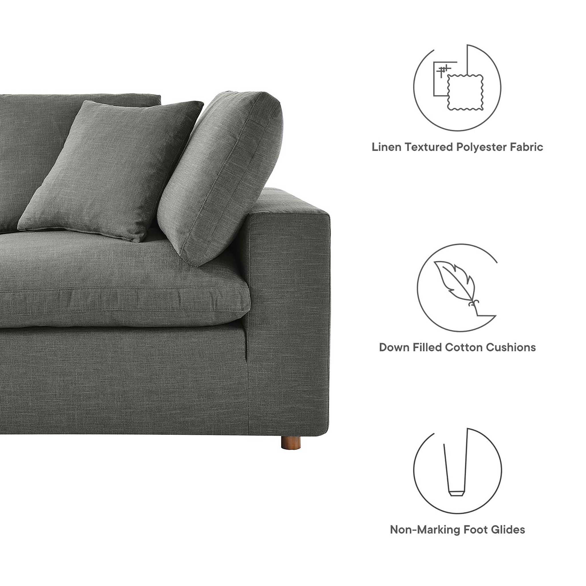 Carmen 5 Piece Modular Sofa with Ottoman Gray - Image 2