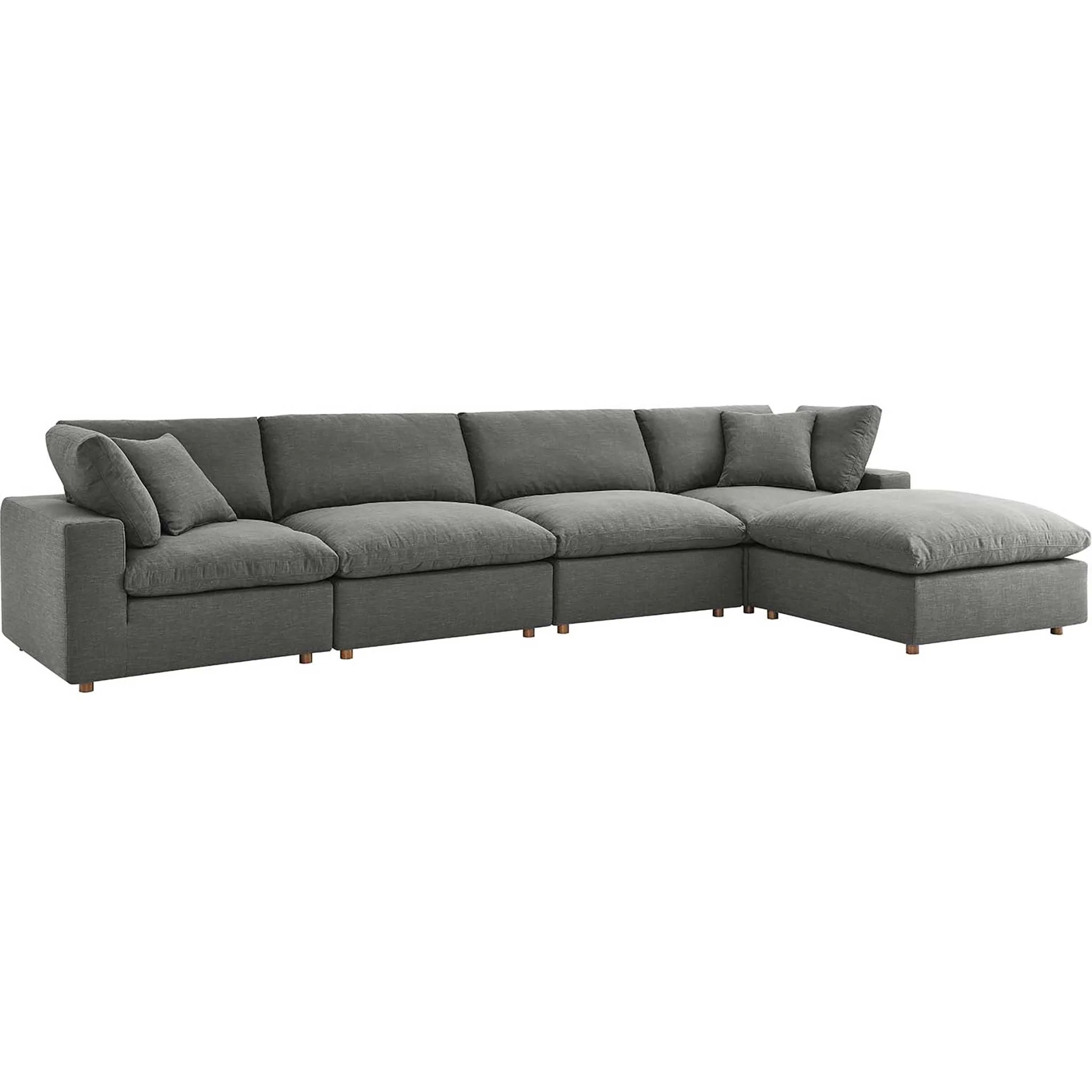Carmen 5 Piece Modular Sofa with Ottoman Gray - Image 3