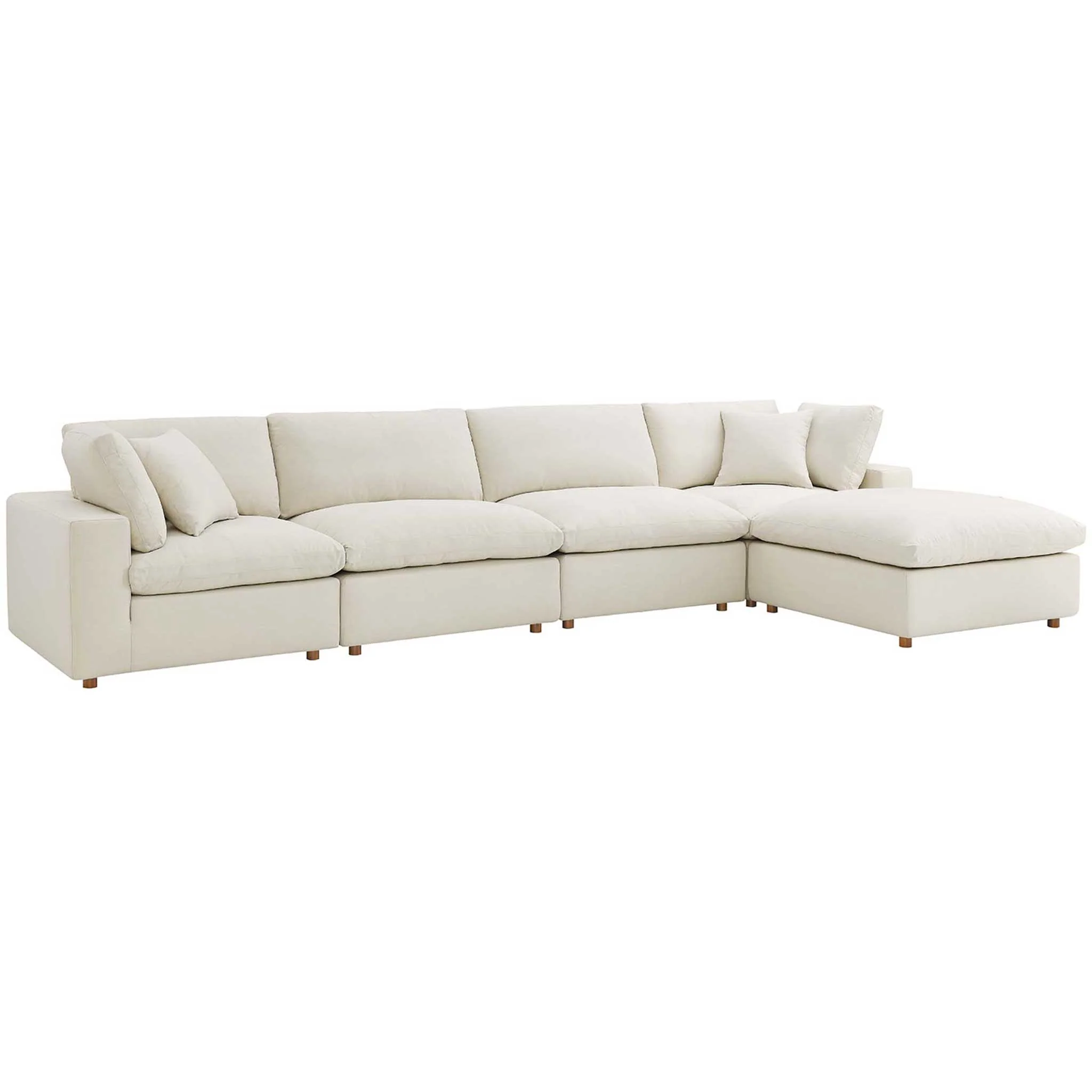 Carmen 5 Piece Modular Sofa with Ottoman Light Beige - Image 2