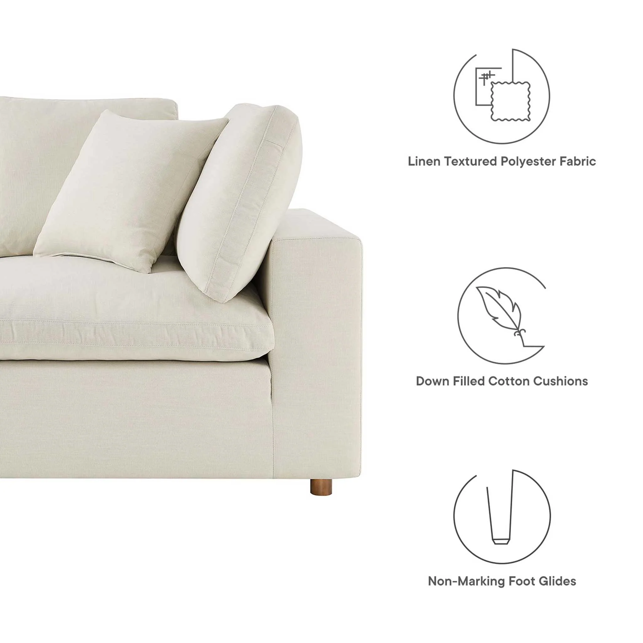 Carmen 5 Piece Modular Sofa with Ottoman Light Beige - Image 3