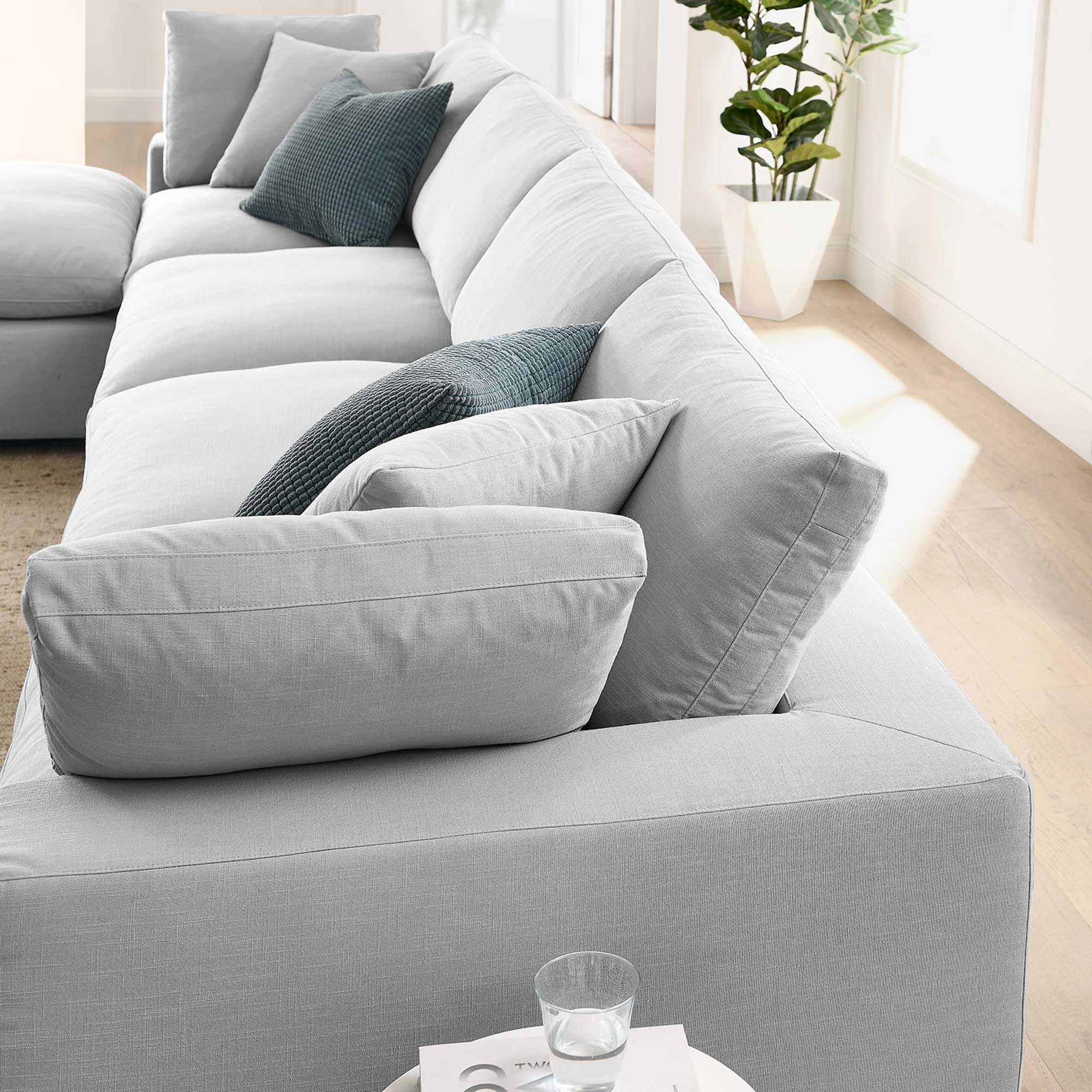 Carmen 5 Piece Modular Sofa with Ottoman Light Gray - Image 11