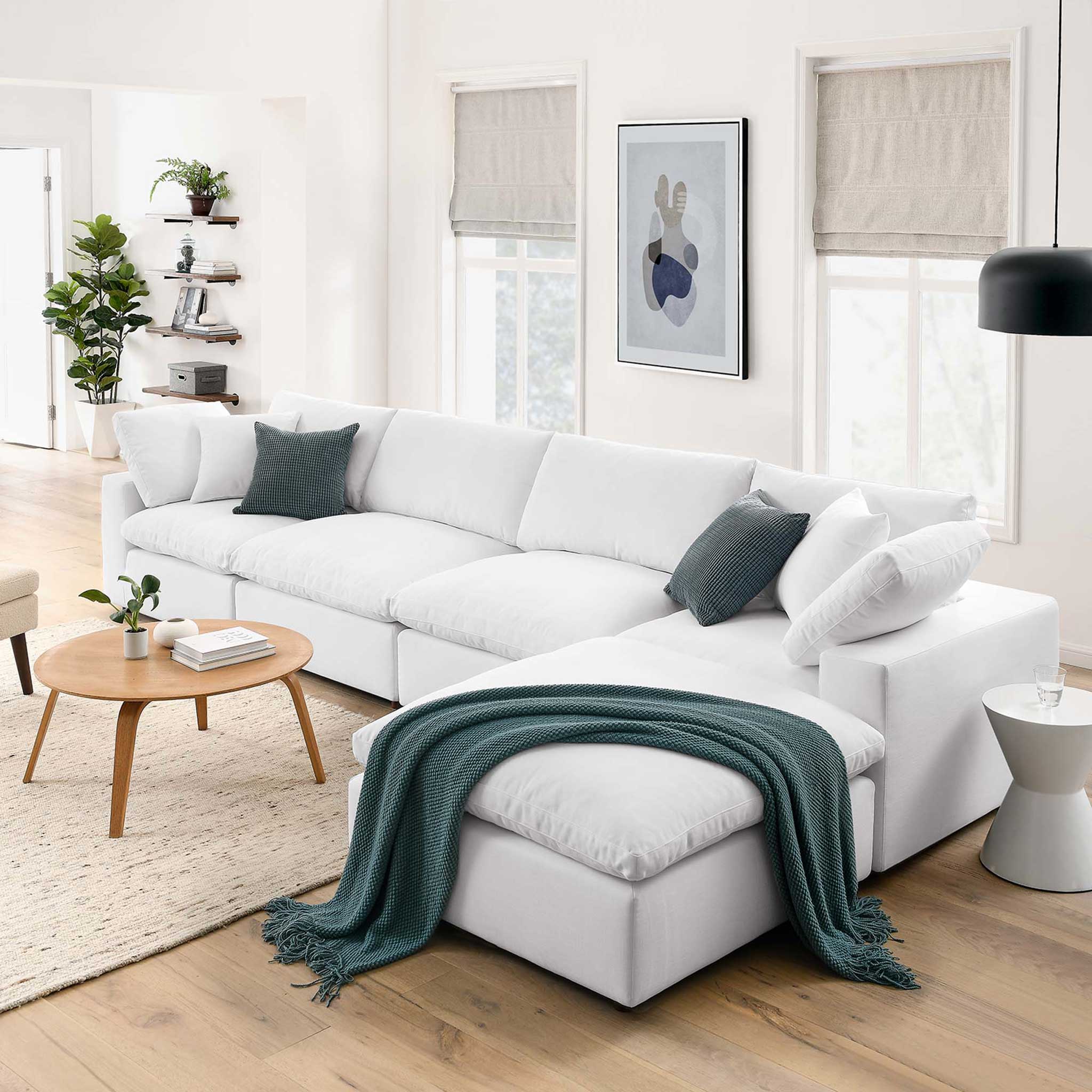 Carmen 5 Piece Modular Sofa with Ottoman Pure White - Image 10