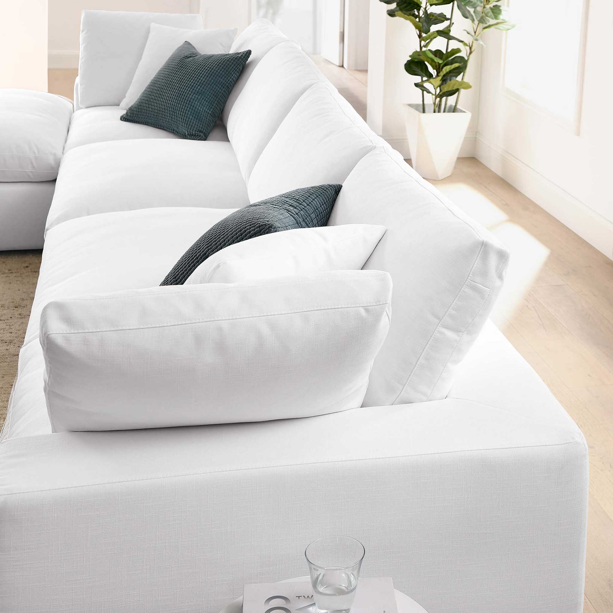 Carmen 5 Piece Modular Sofa with Ottoman Pure White - Image 11