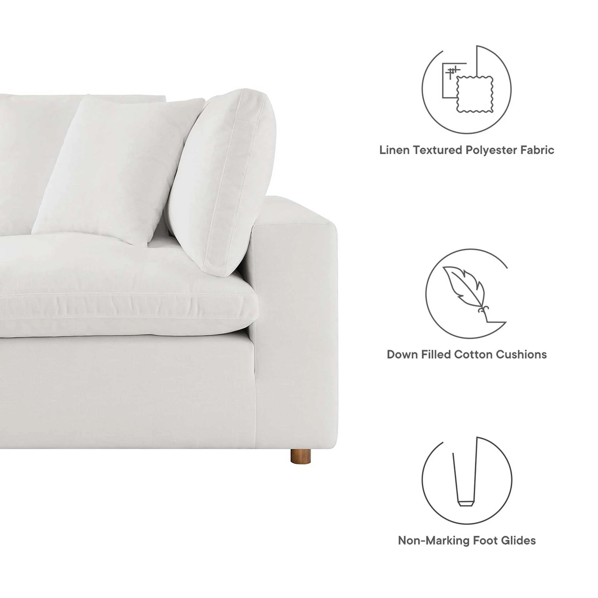 Carmen 5 Piece Modular Sofa with Ottoman Pure White - Image 3