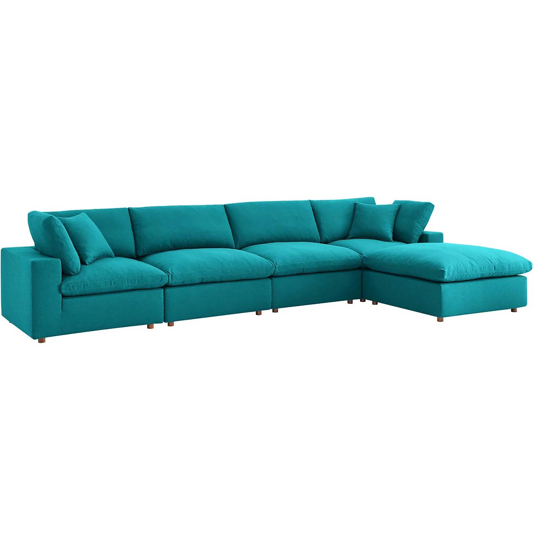 Carmen 5 Piece Modular Sofa with Ottoman Teal - Image 2