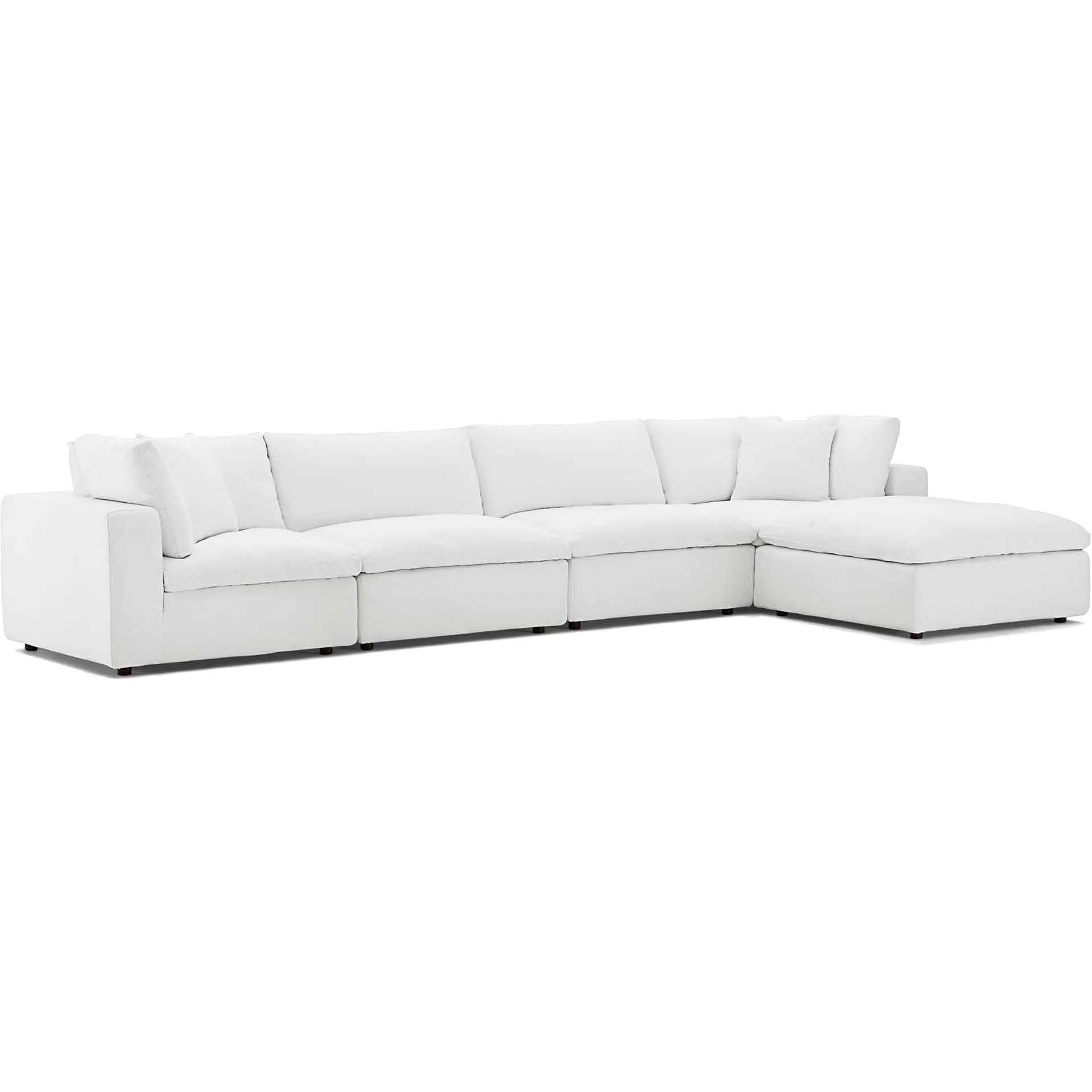 Carmen 5 Piece Modular Sofa with Ottoman White - Image 2