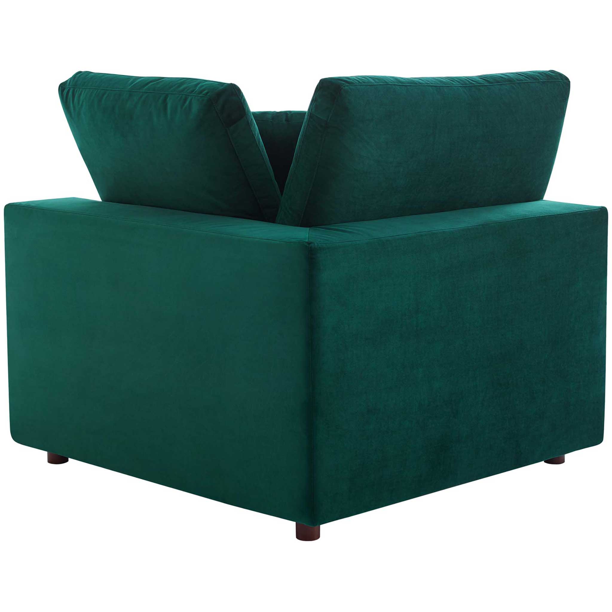 Carmen 5 Piece Modular Velvet Sofa with Ottoman Green - Image 4