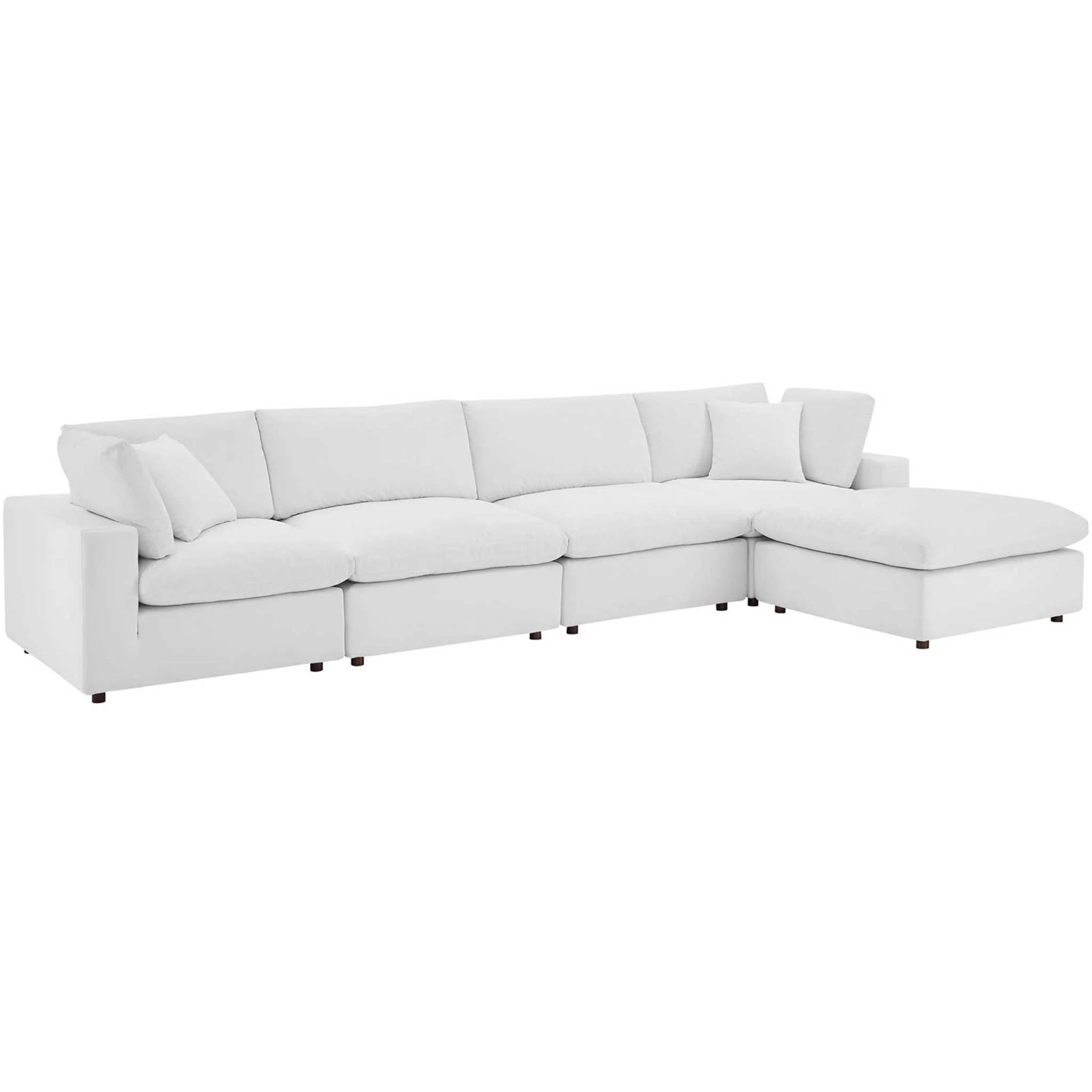 Carmen 5 Piece Modular Velvet Sofa with Ottoman White - Image 2