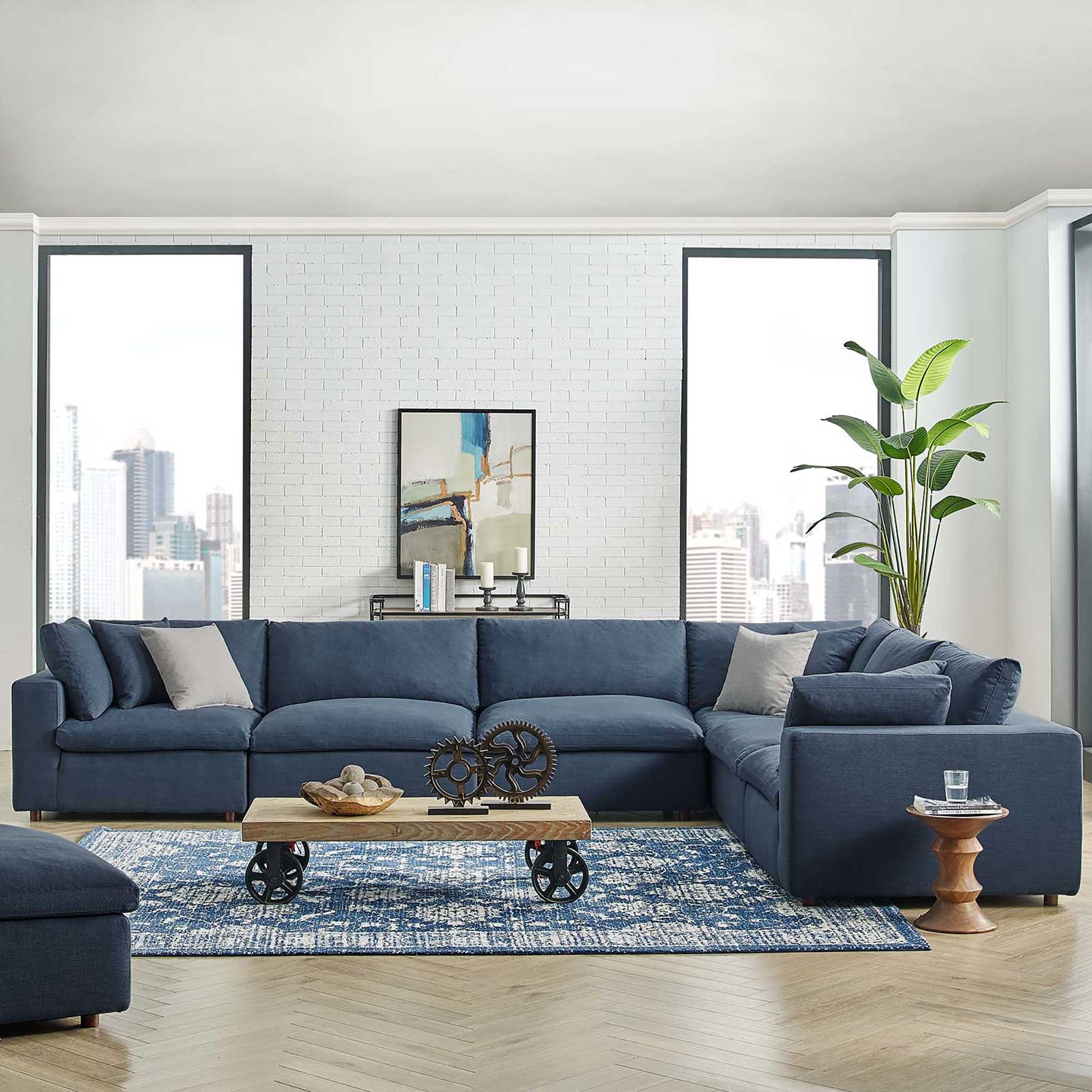 Carmen 6 Piece Modular Sectional Sofa Azure - Image 9