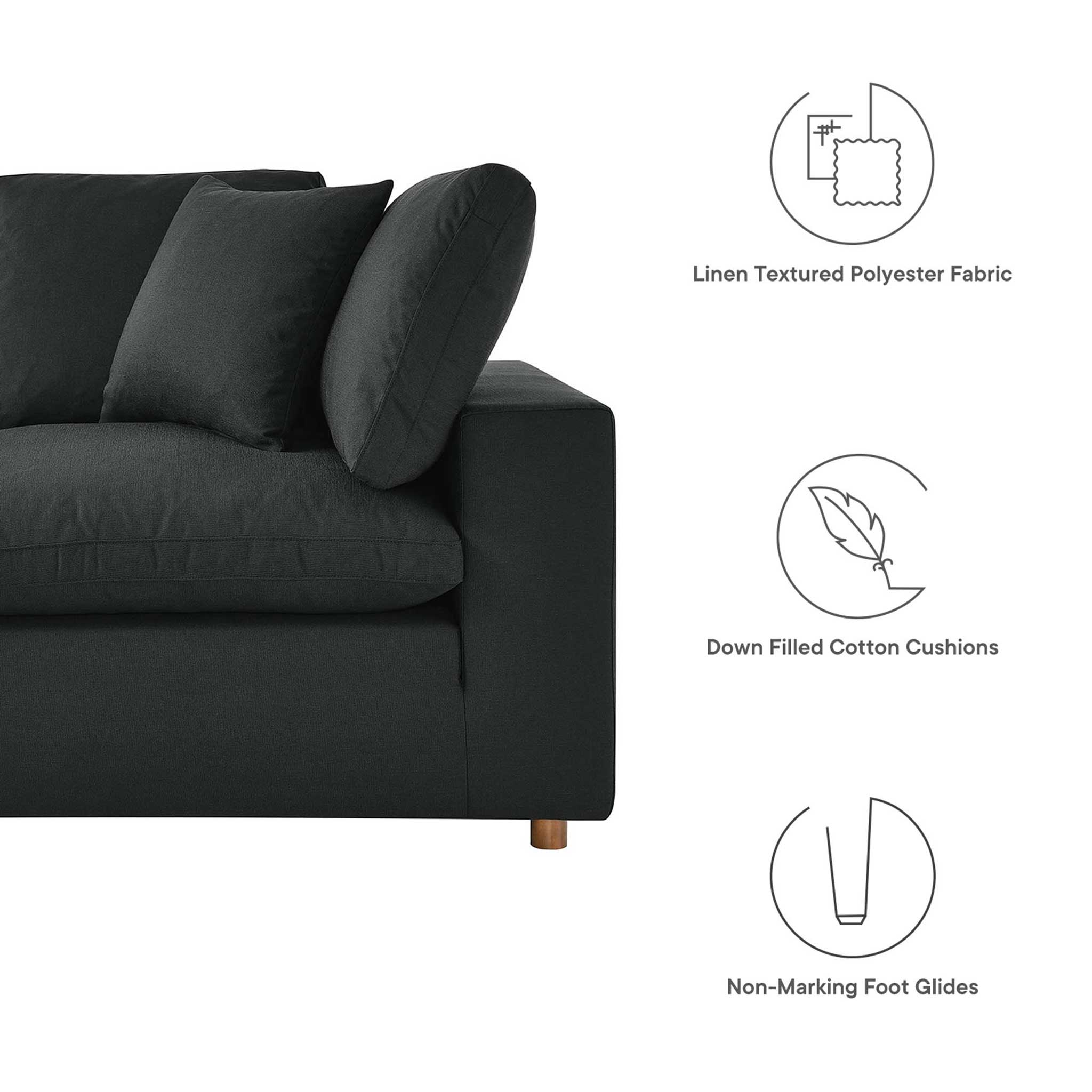 Carmen 6 Piece Modular Sectional Sofa Black - Image 3