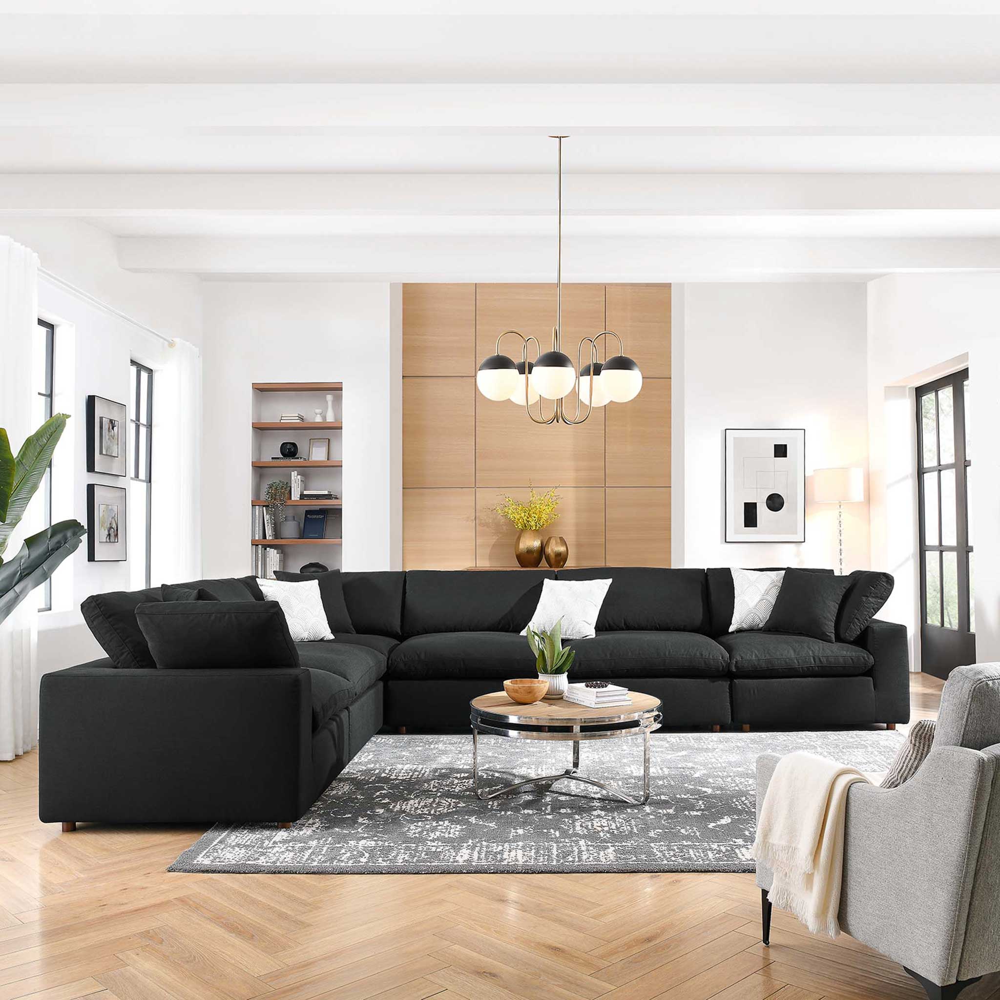 Carmen 6 Piece Modular Sectional Sofa Black - Image 4
