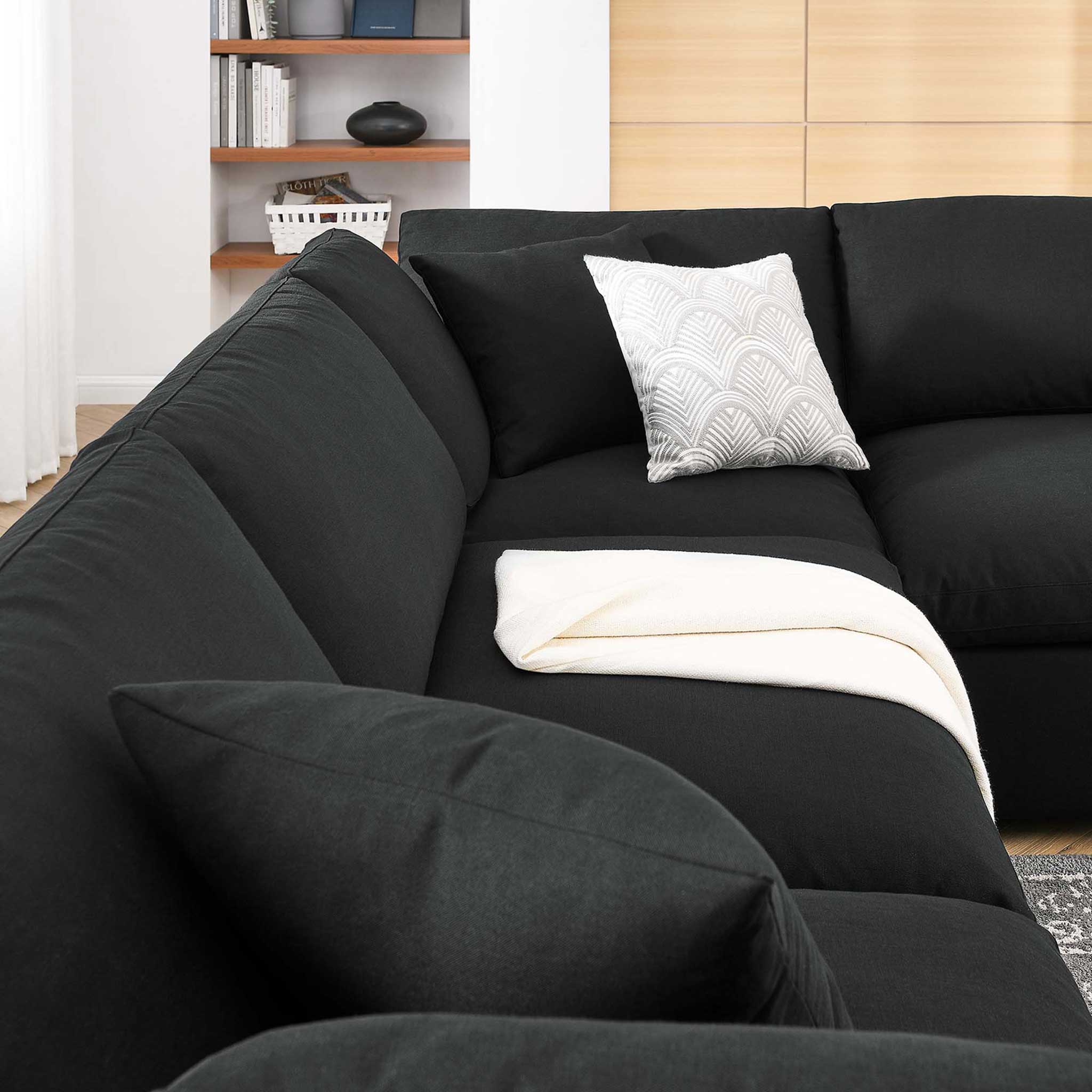 Carmen 6 Piece Modular Sectional Sofa Black - Image 5